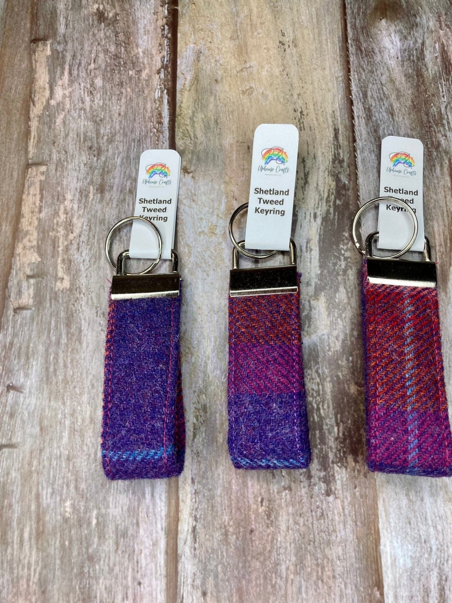 Handmade Tweed Keyring - Shetland Wool Tweed Sunset