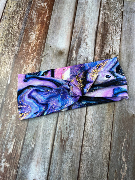 Headband Faux Knot - size adult - Purple Glitter, Purple Marble - Uphouse Crafts