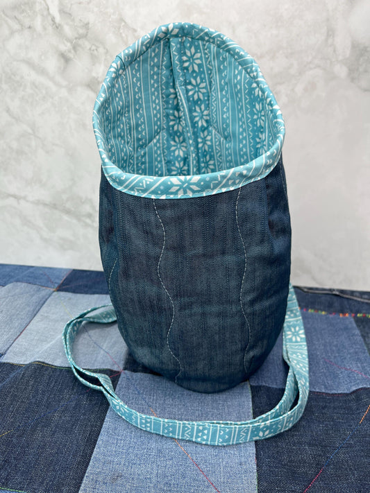 Turquoise Cotton Denim Clothes Peg Bag, Wearable Peg Bag