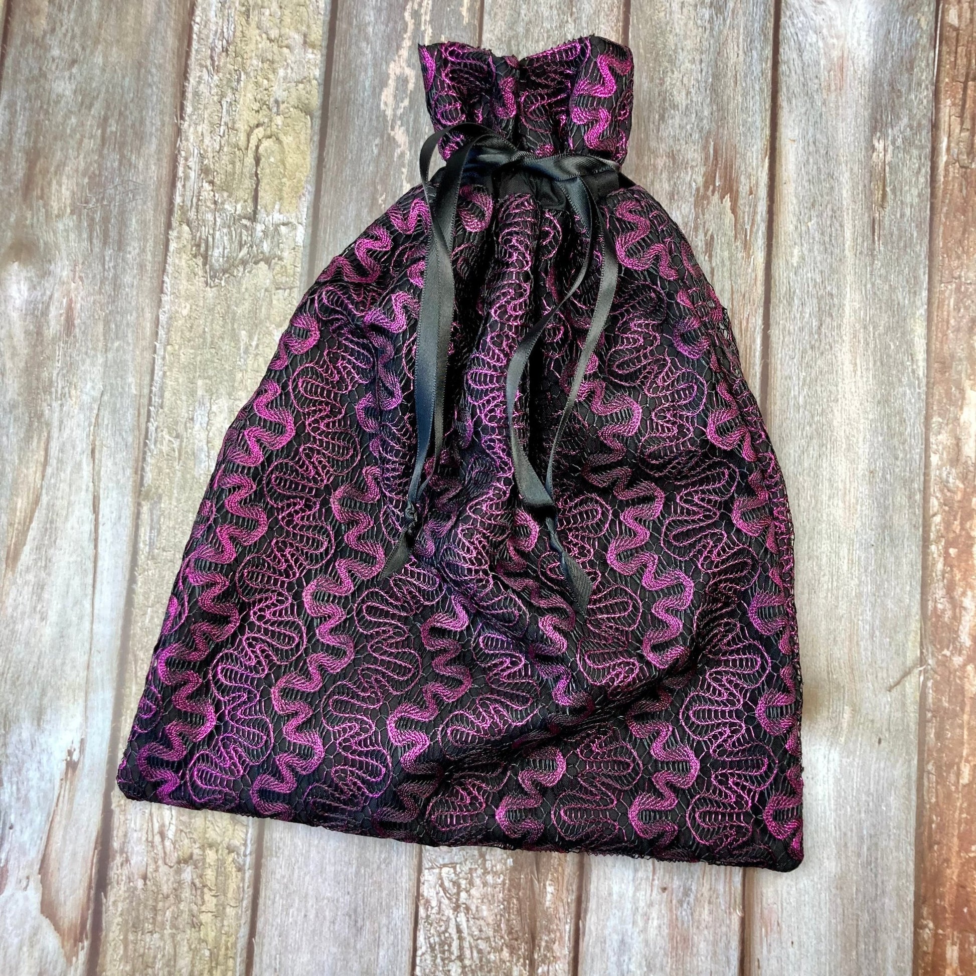 Lace Keepsake Bag - Pink & Black Lace - Uphouse Crafts