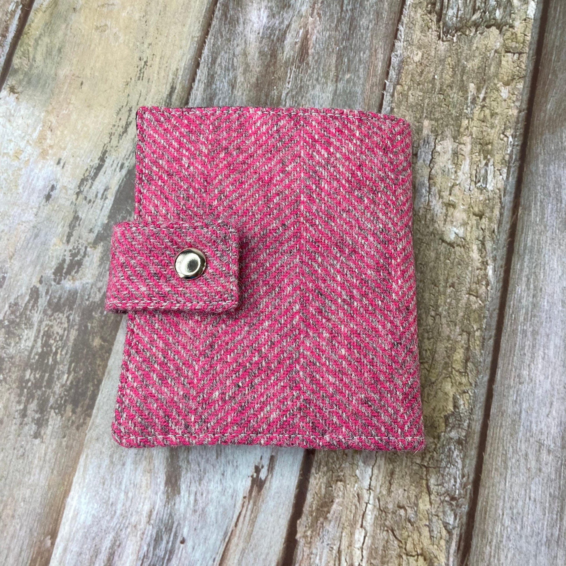 Left Handed Bi - Fold Shetland Sea Pinks Wool Tweet Wallet - Uphouse Crafts