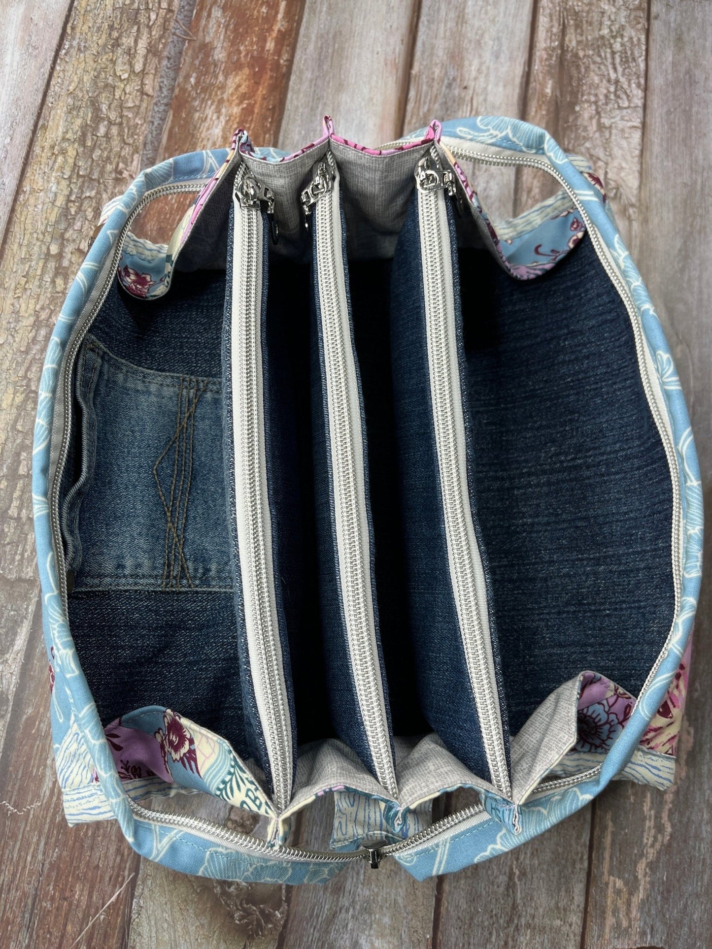 Lilac Blue & Denim Patchwork Sew Together Bag - Uphouse Crafts