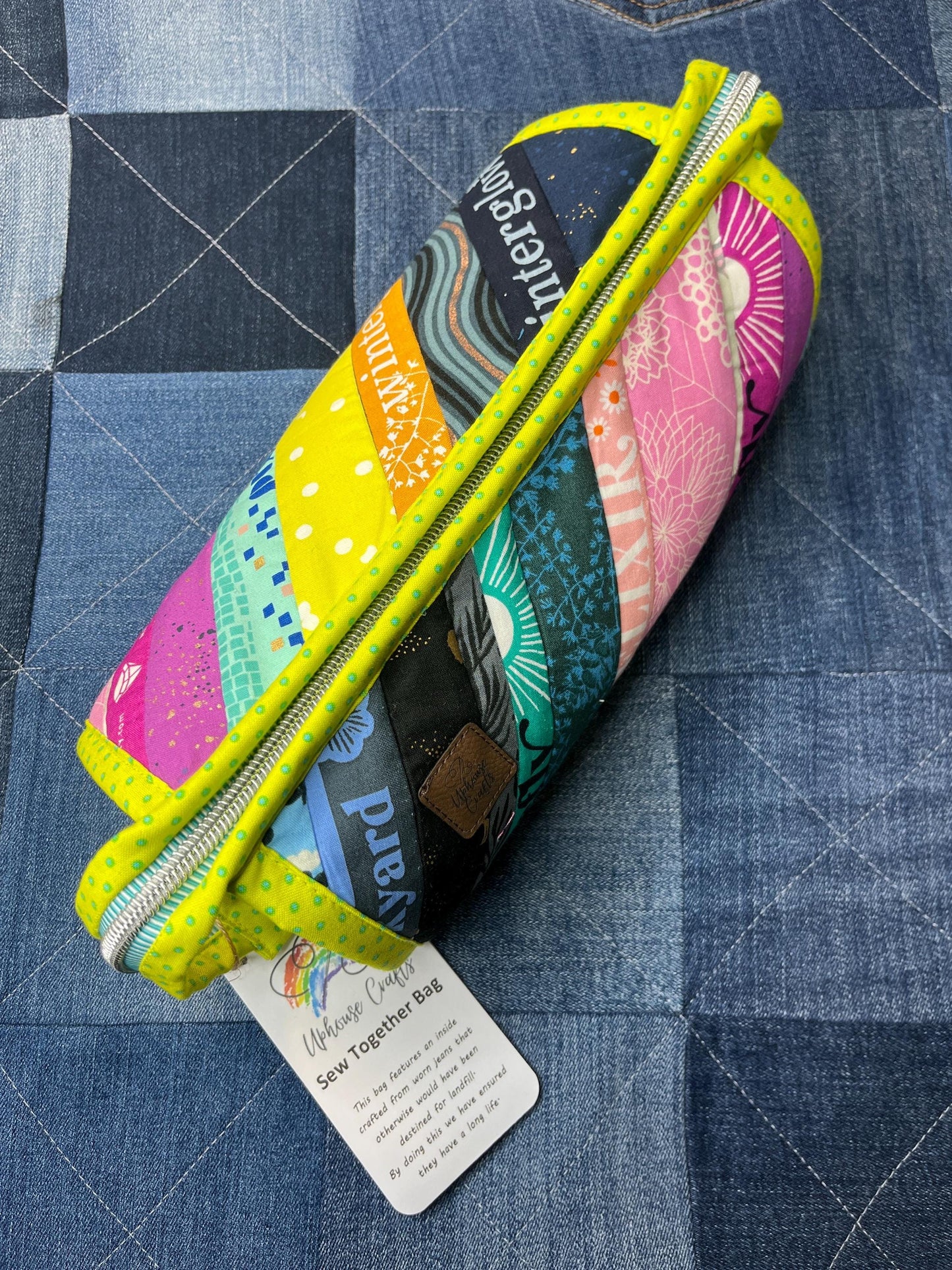 Lime Rainbow Selvedge Sew Together Bag - Uphouse Crafts