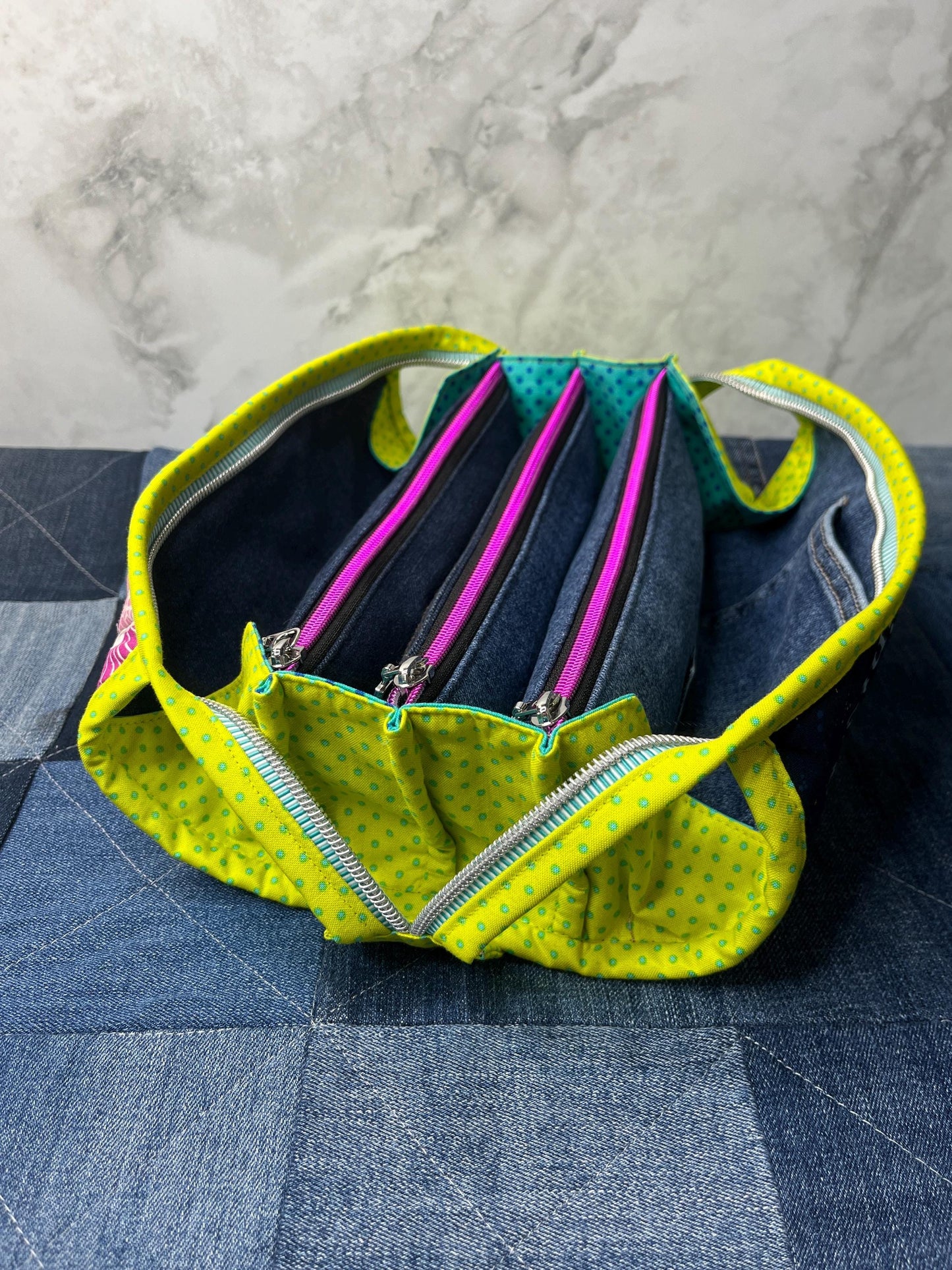 Lime Rainbow Selvedge Sew Together Bag - Uphouse Crafts