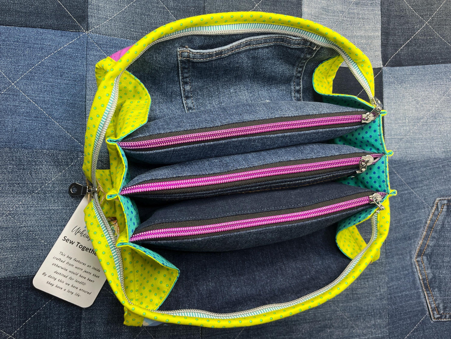 Lime Rainbow Selvedge Sew Together Bag - Uphouse Crafts