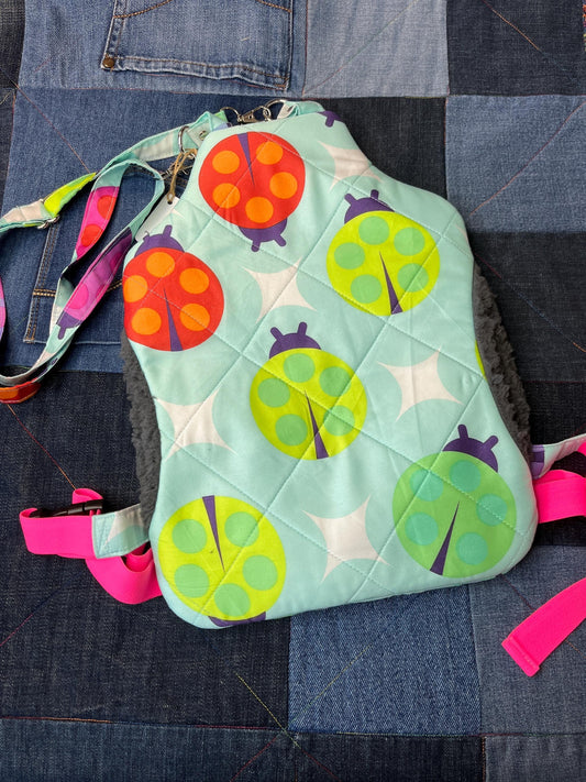 Mint Rainbow Ladybug Wearable Hot Water Bottle Cover with straps - Uphouse Crafts