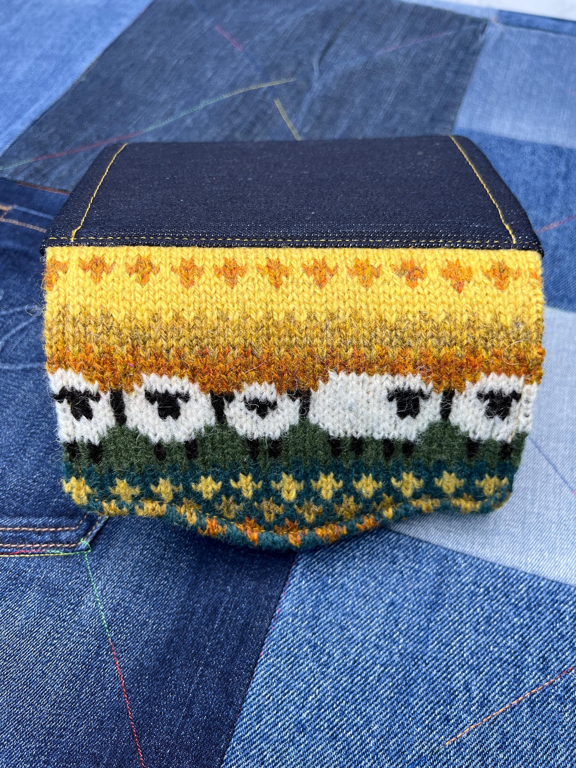 Mustard Teal Sheep Wool Purse - Uphouse Crafts