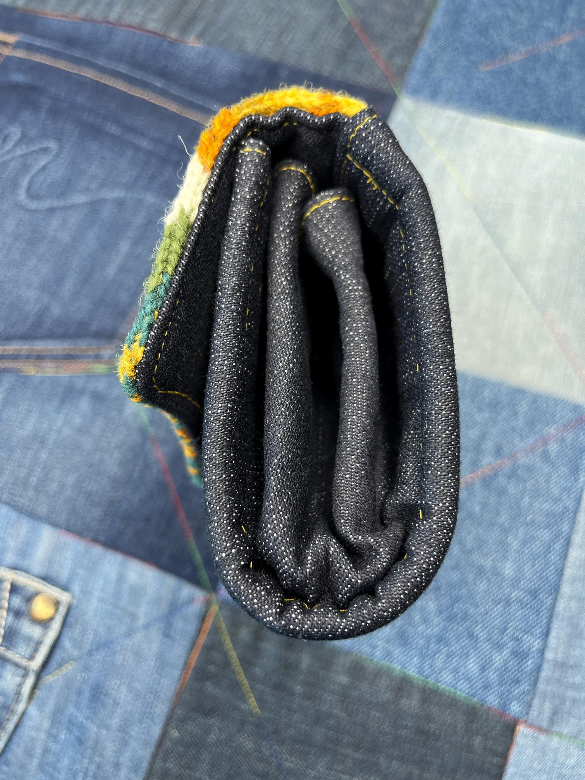Mustard Teal Sheep Wool Purse - Uphouse Crafts