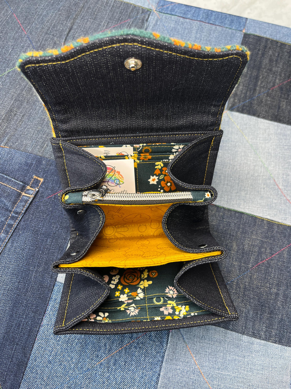 Mustard Teal Sheep Wool Purse - Uphouse Crafts