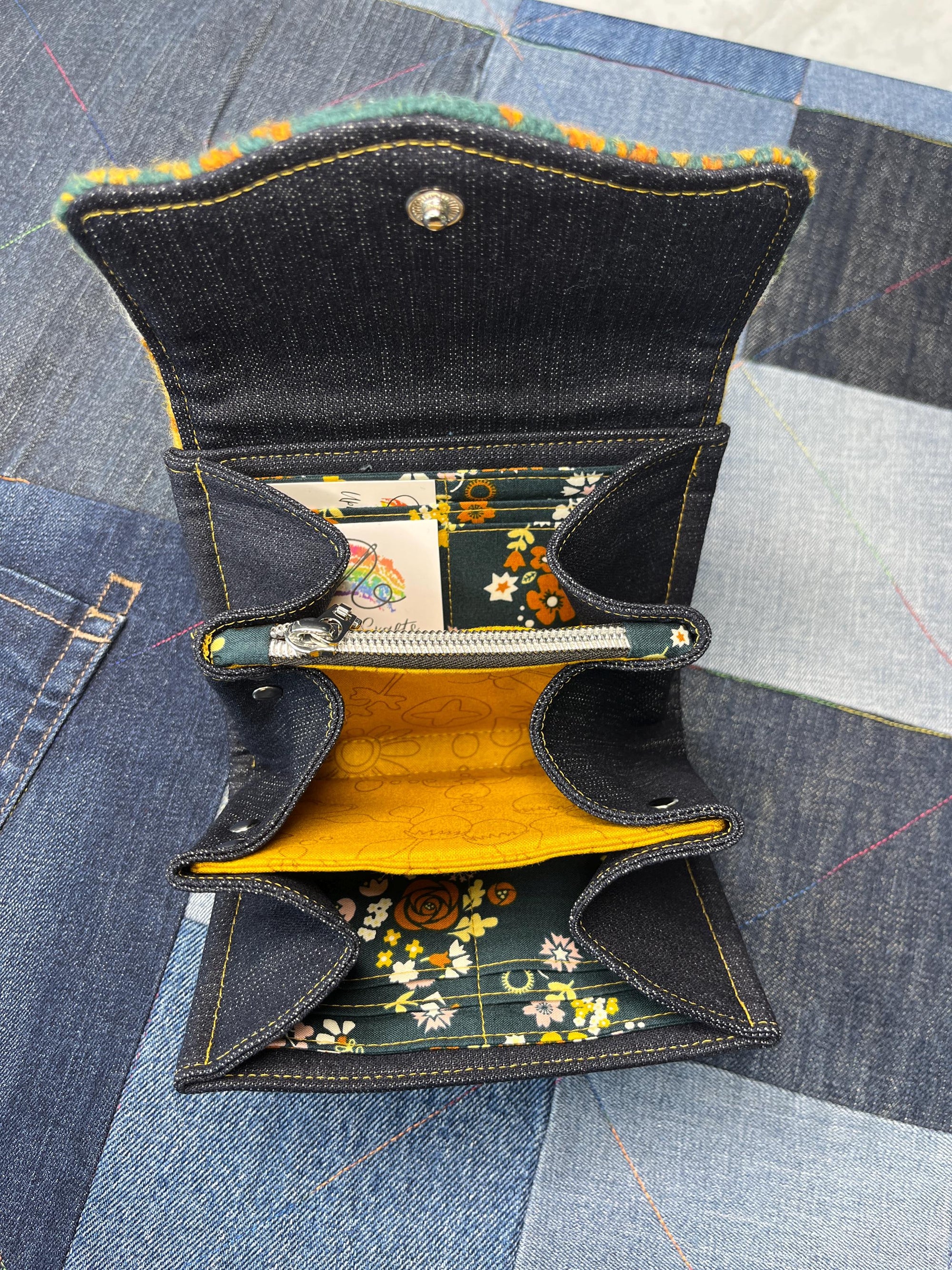 Mustard Teal Sheep Wool Purse - Uphouse Crafts