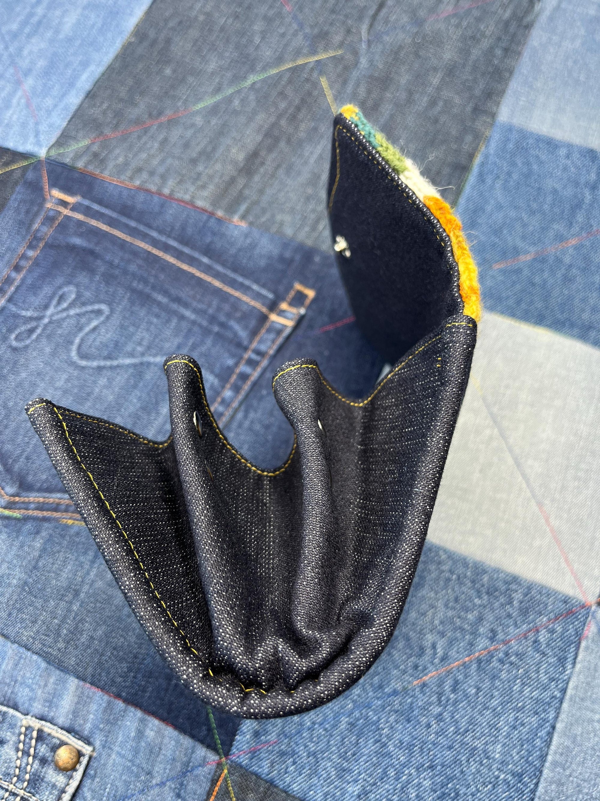 Mustard Teal Sheep Wool Purse - Uphouse Crafts