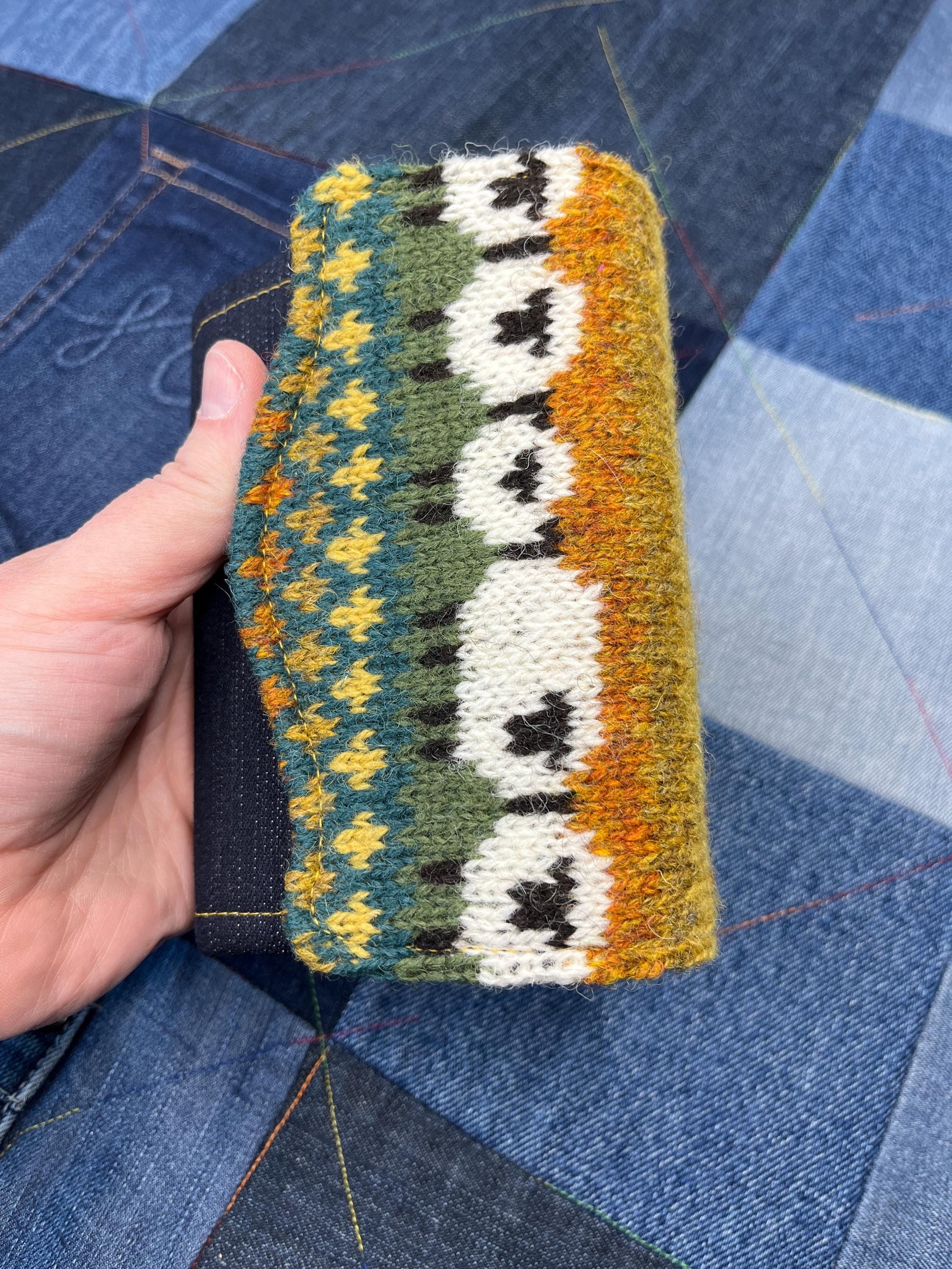 Mustard Teal Sheep Wool Purse - Uphouse Crafts