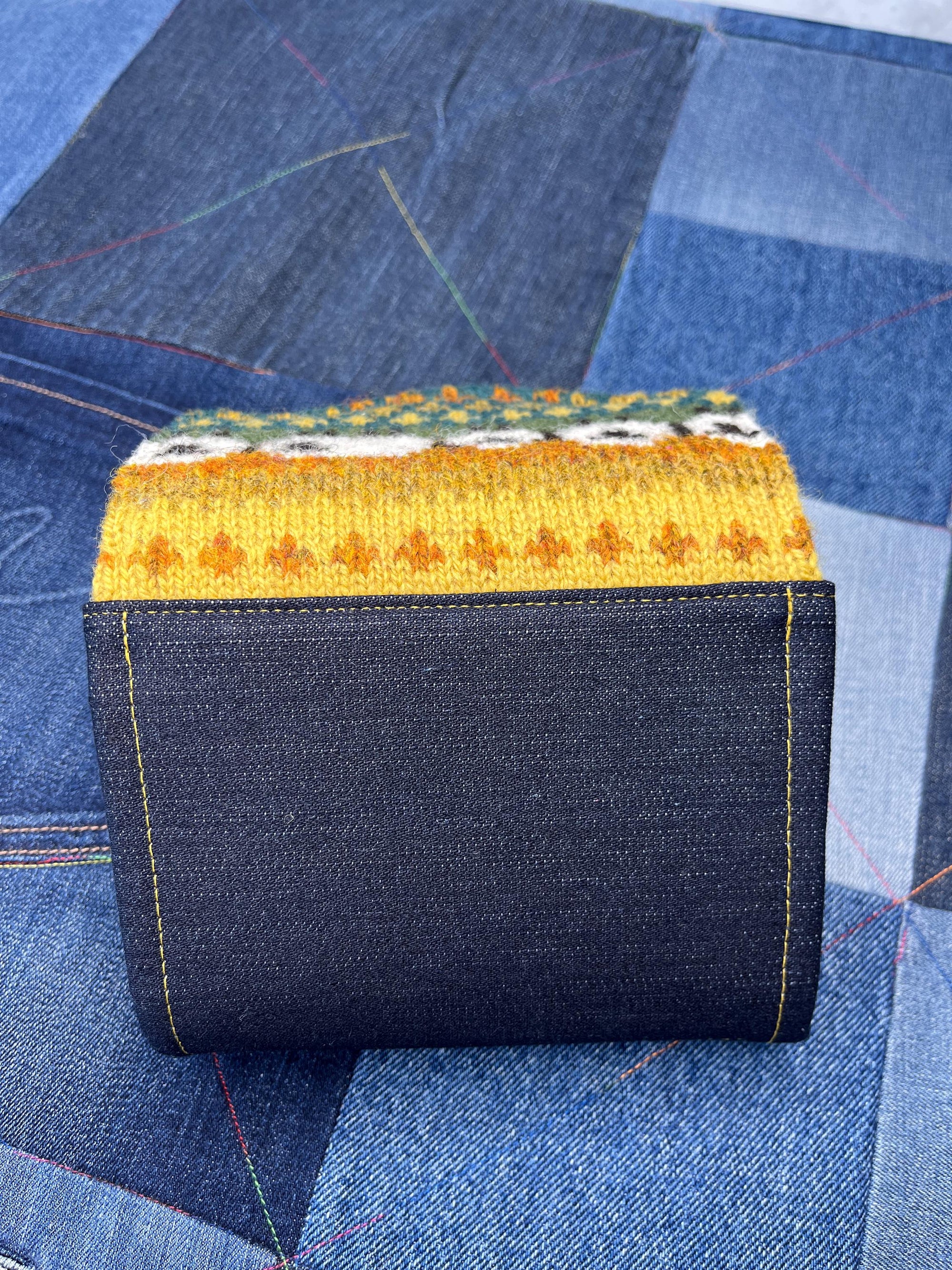 Mustard Teal Sheep Wool Purse - Uphouse Crafts