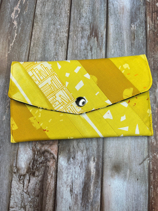Mustard Yellow Slim Purse | Patchwork Purse | Phone Clutch Wallet - Uphouse Crafts