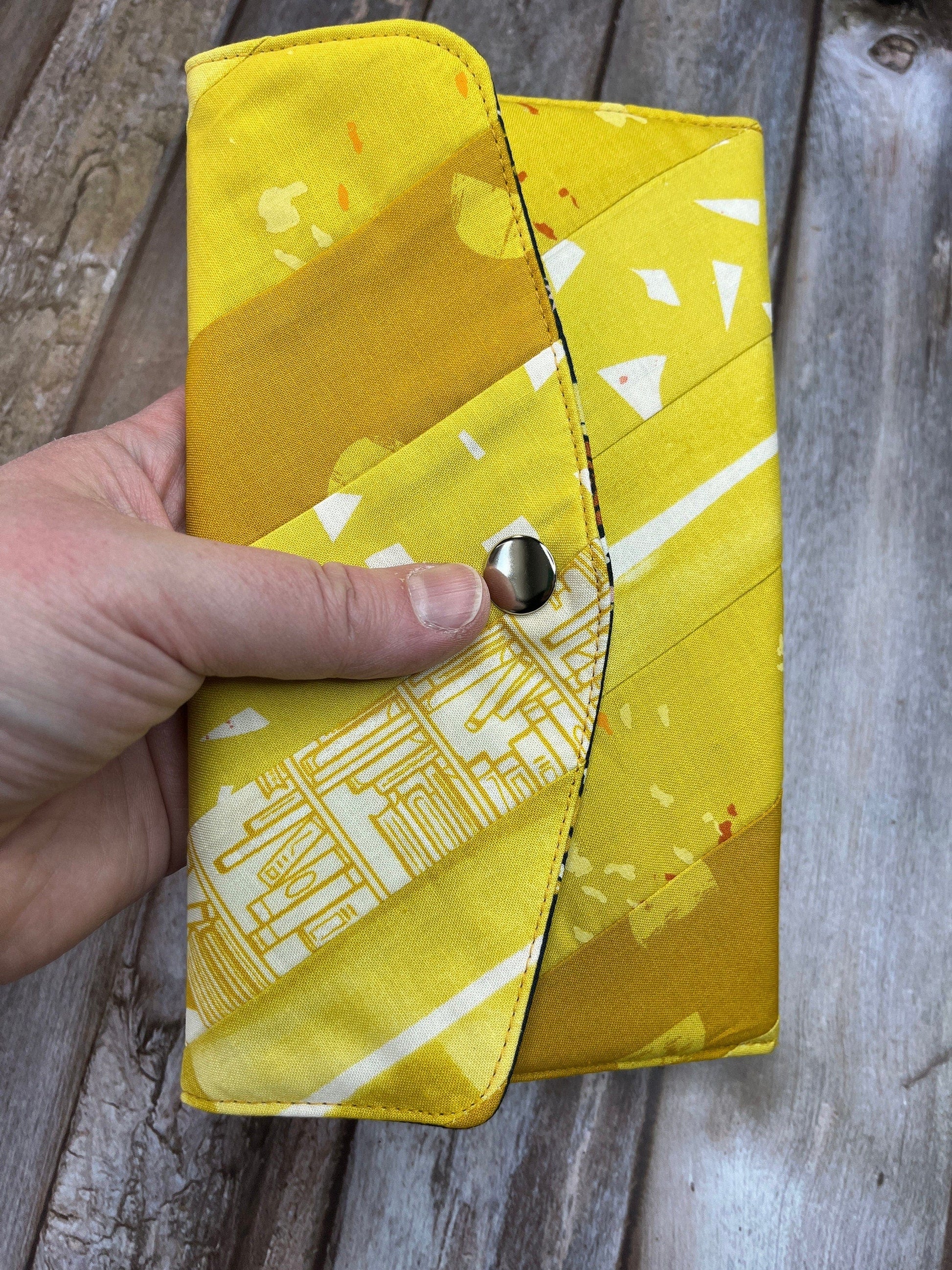 Mustard Yellow Slim Purse | Patchwork Purse | Phone Clutch Wallet