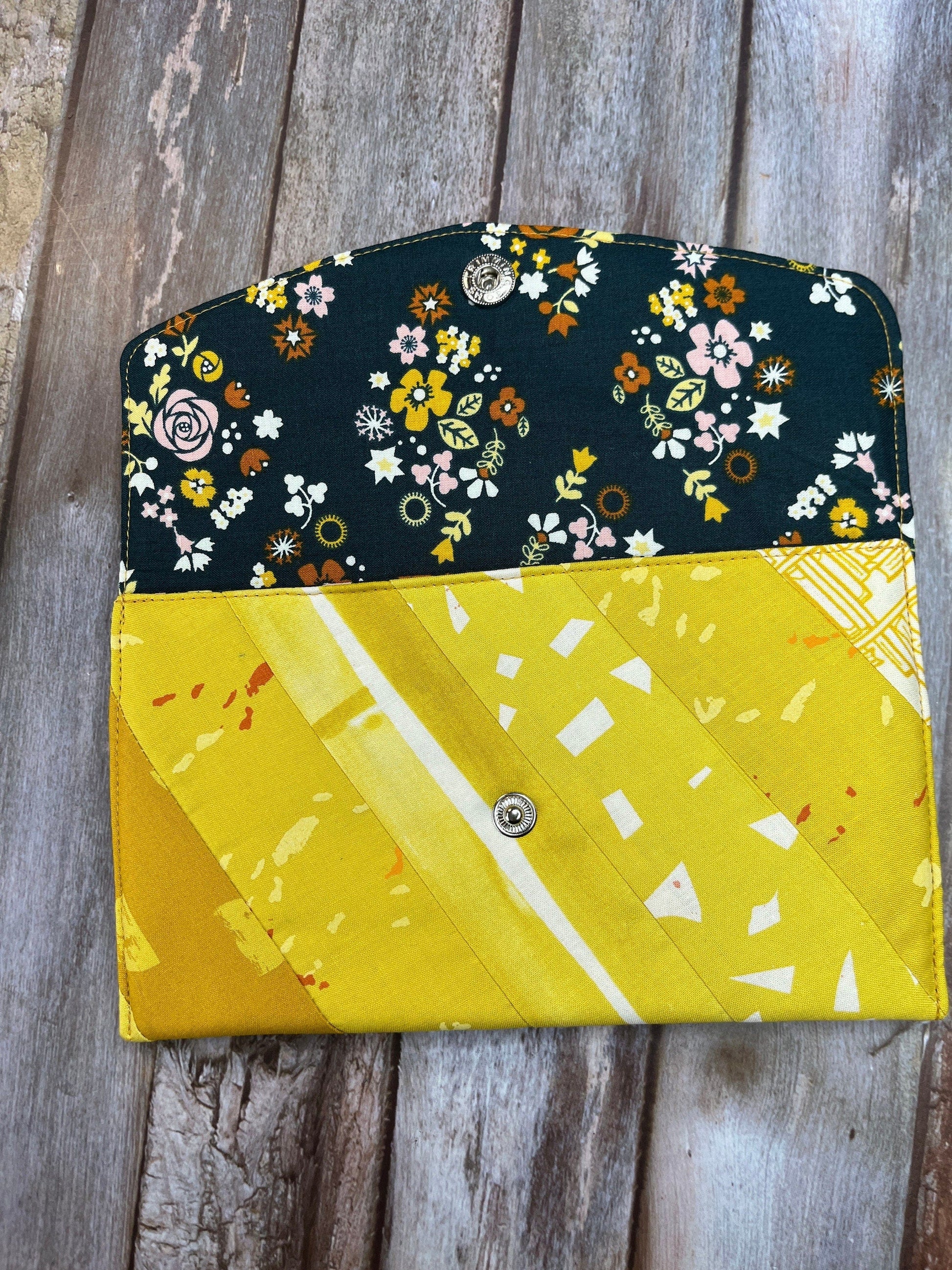 Mustard Yellow Slim Purse | Patchwork Purse | Phone Clutch Wallet