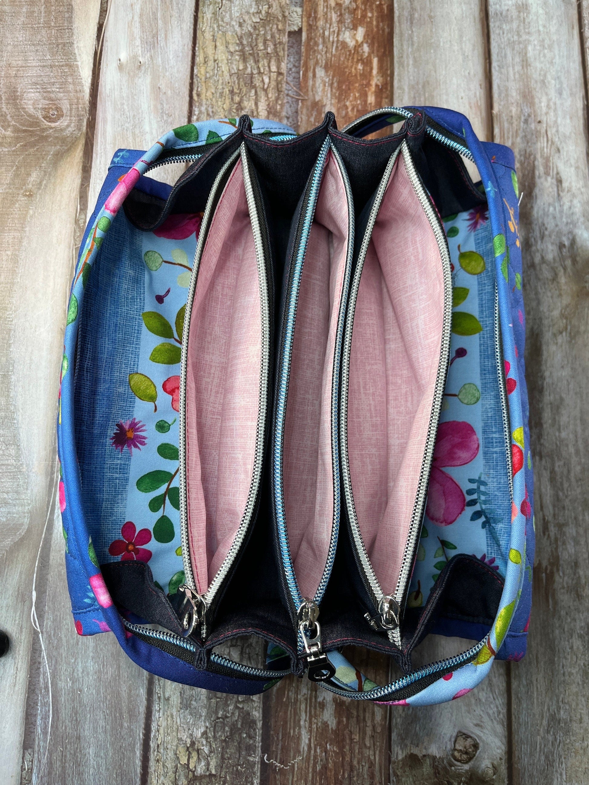 Navy Floral Sew Together Bag - Uphouse Crafts