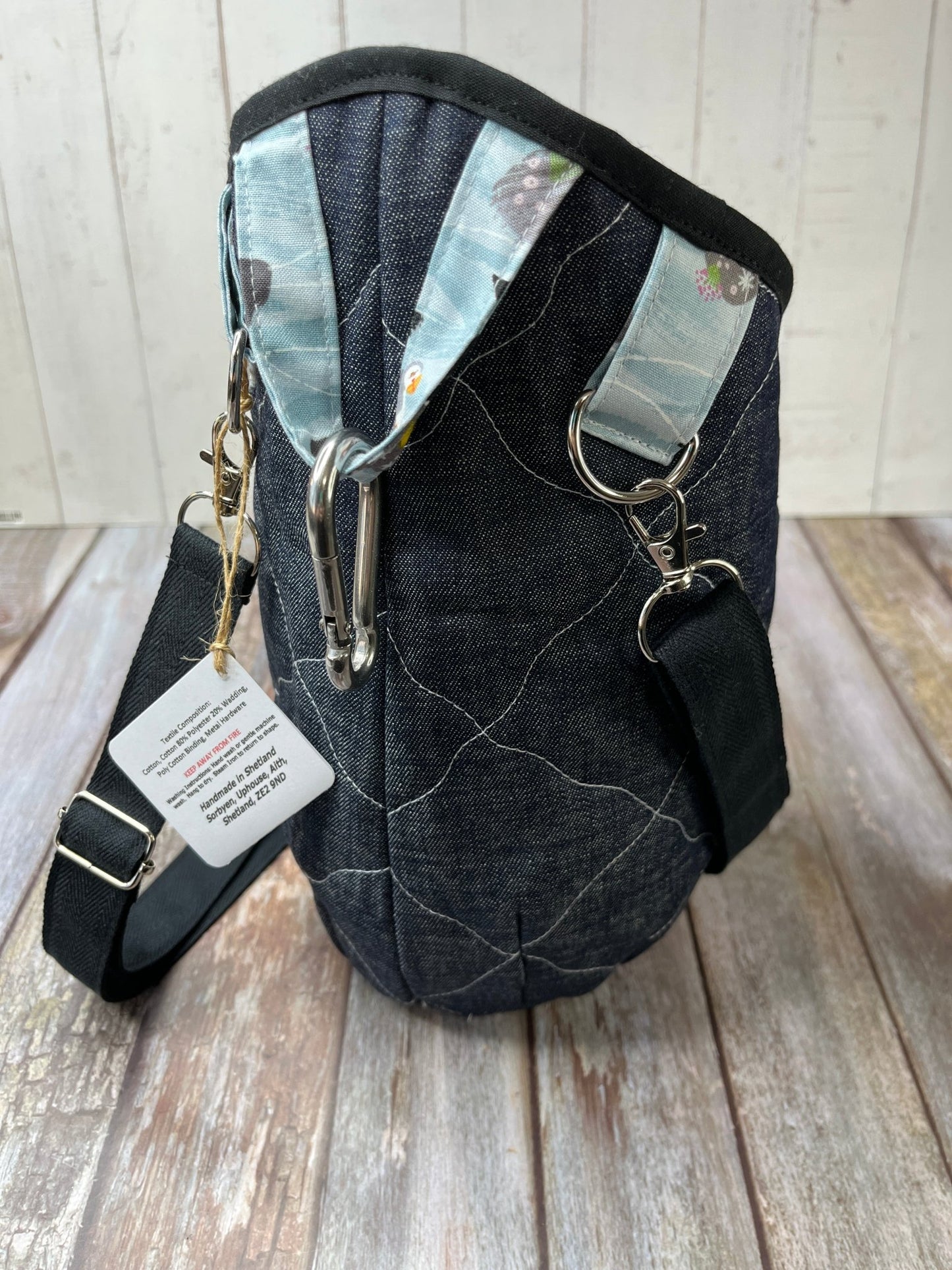 New Style Denim Clothes Peg Bag - Aqua Puffin on Rocks - Uphouse Crafts