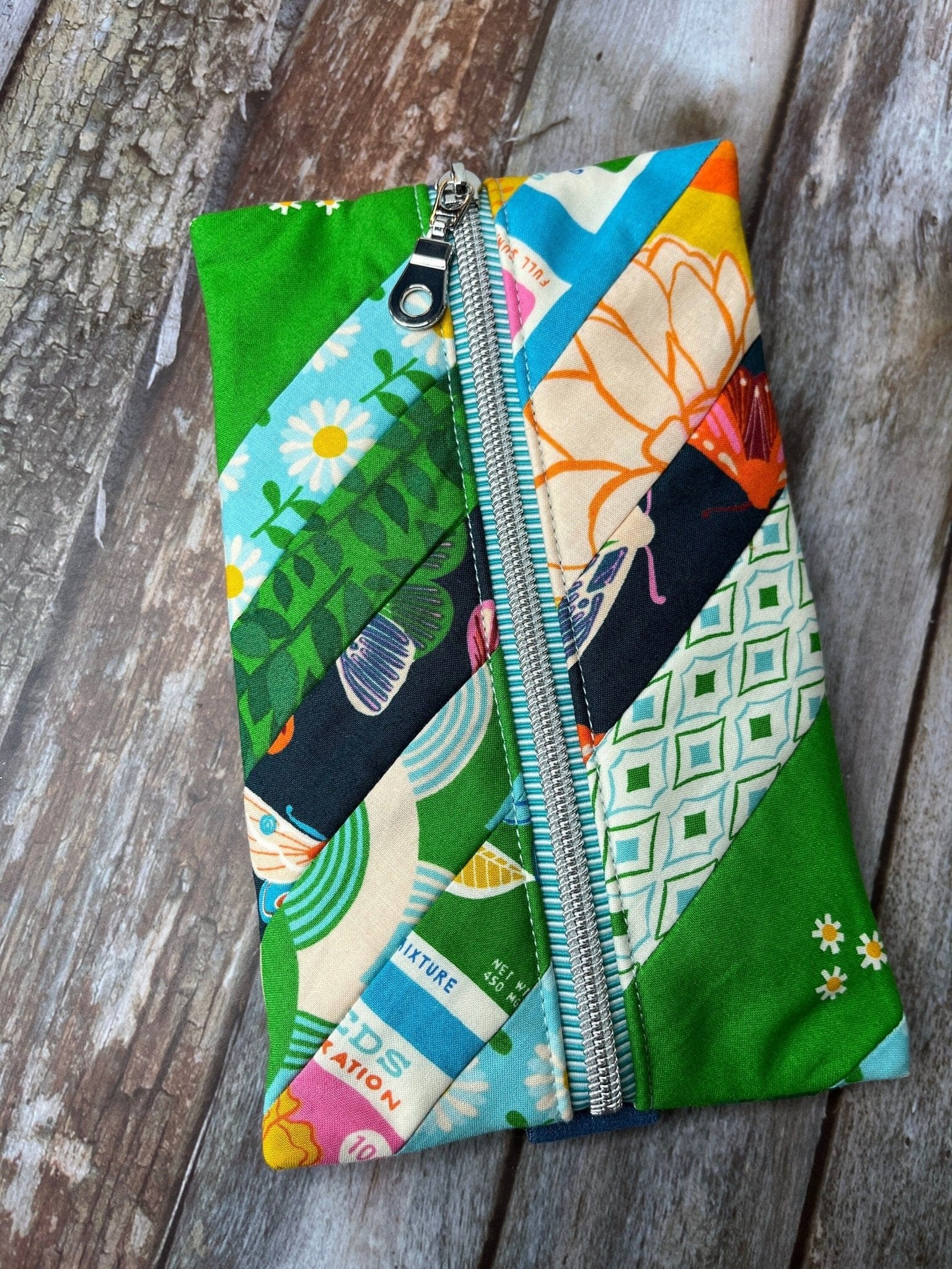 Notebook Pencil Case | Patchwork Green Blue Orange