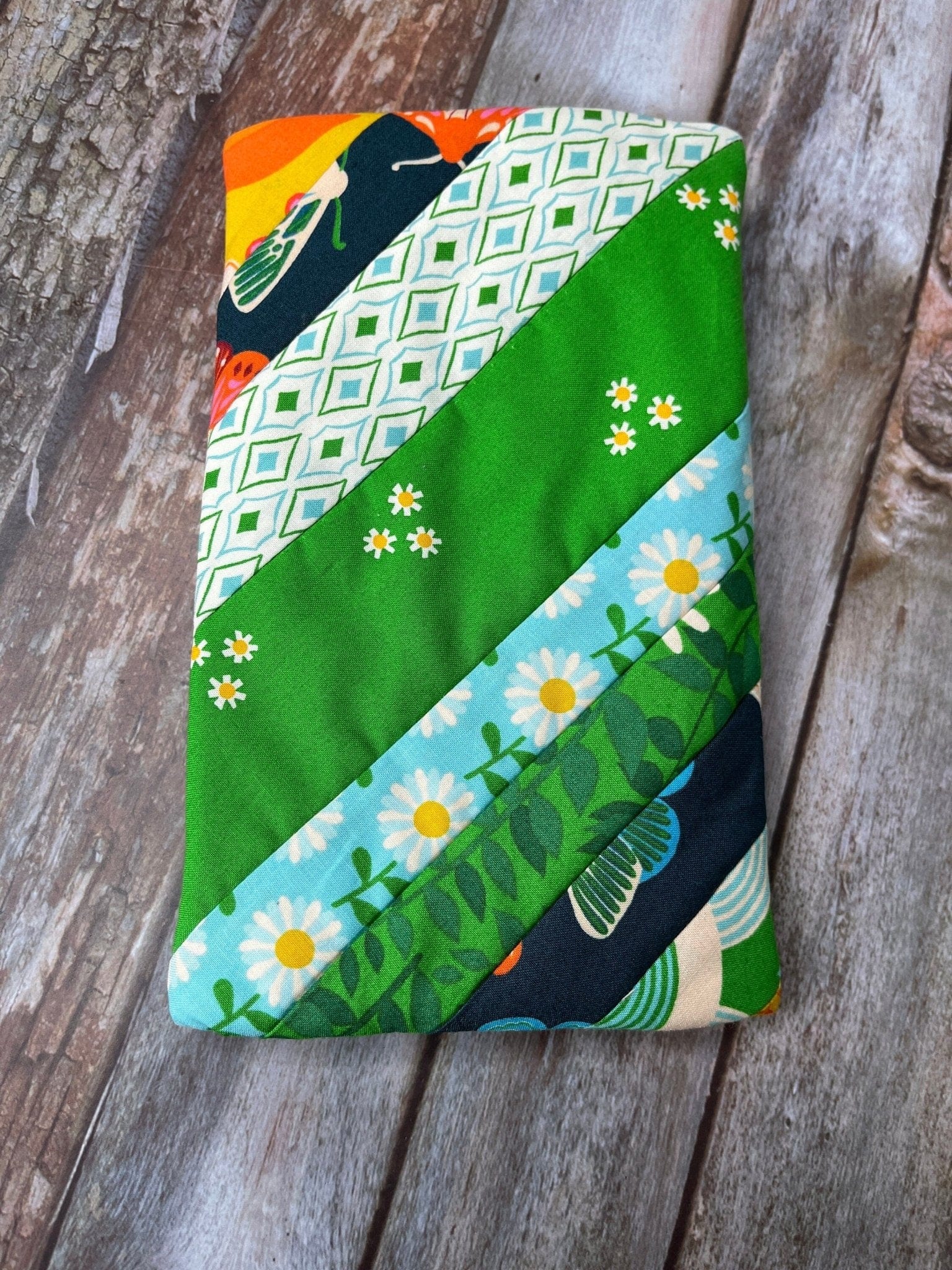 Notebook Pencil Case | Patchwork Green Blue Orange