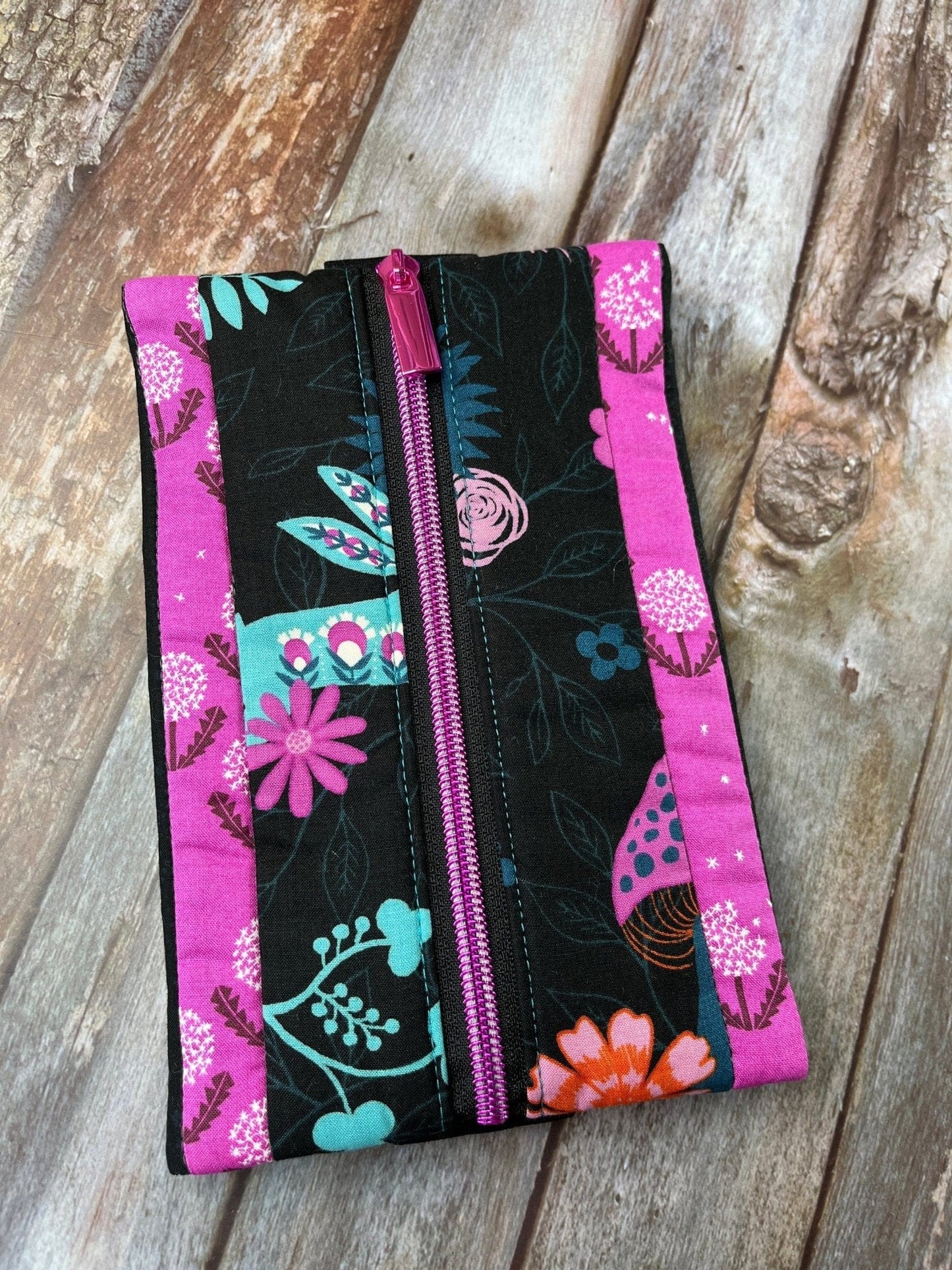 Notebook Pencil Case - Pink Dandelion Patchwork