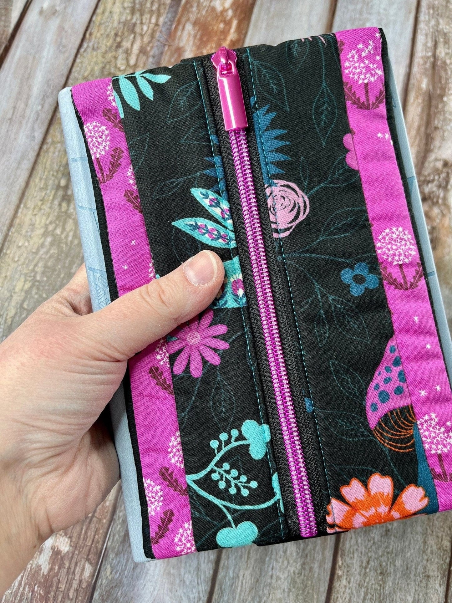 Notebook Pencil Case - Pink Dandelion Patchwork