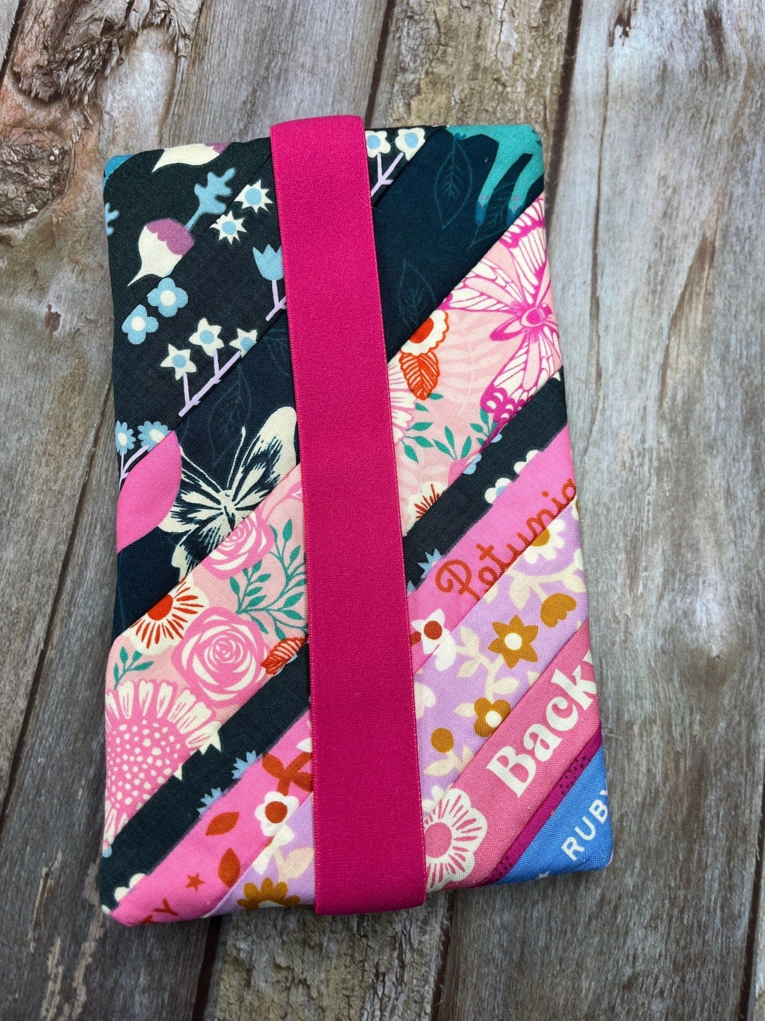 Notebook Pencil Case - Pink Floral Cat Patchwork