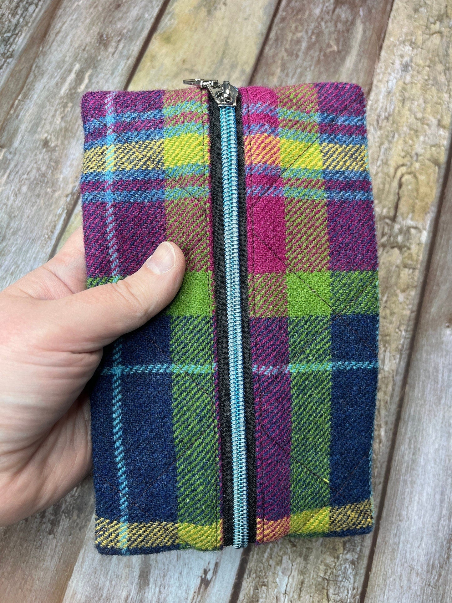 Notebook Pencil Case | Summer Winters Night Tweed Blue Zip