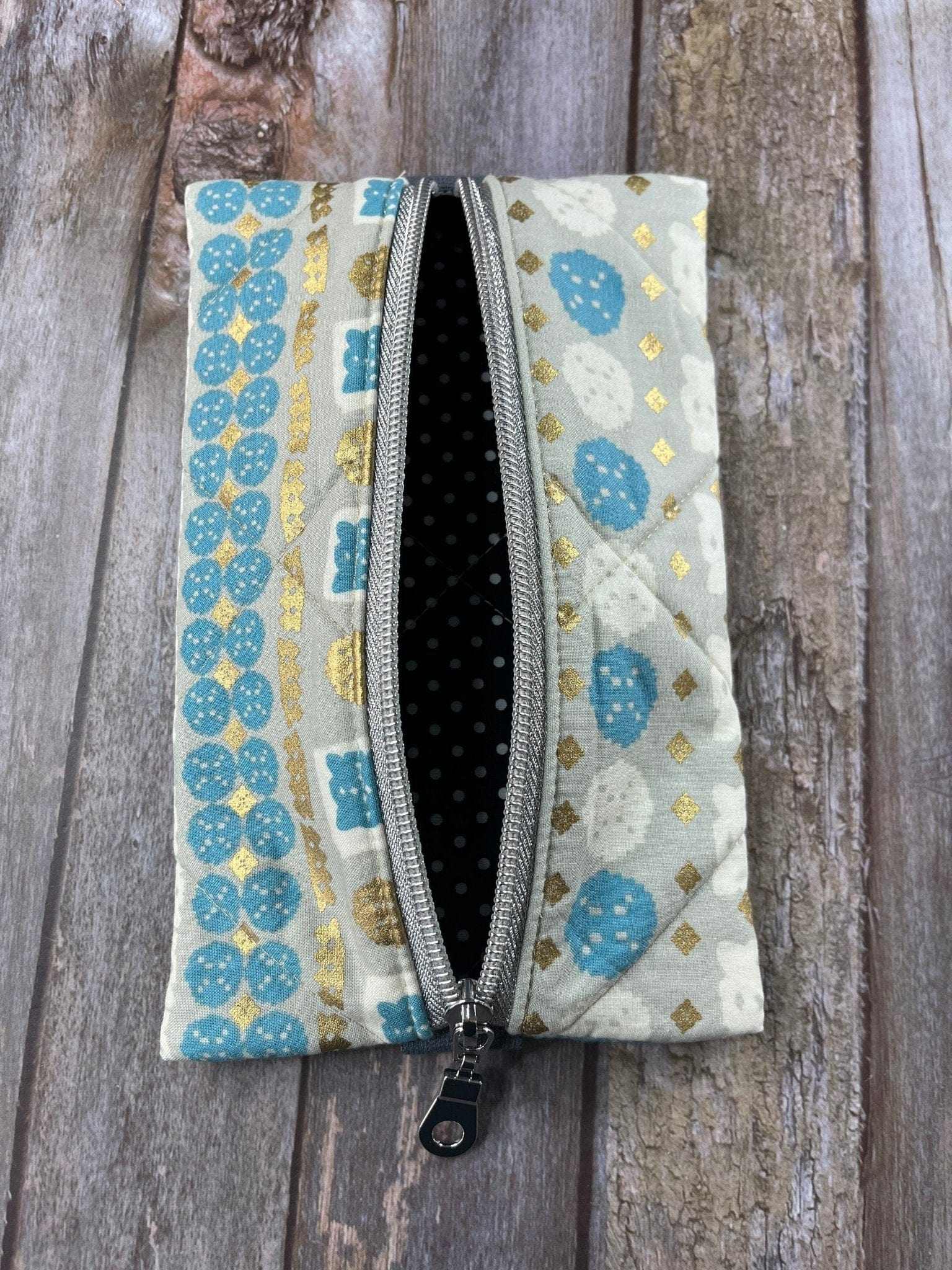 Notebook Pencil Case - Turquoise Gold Cream