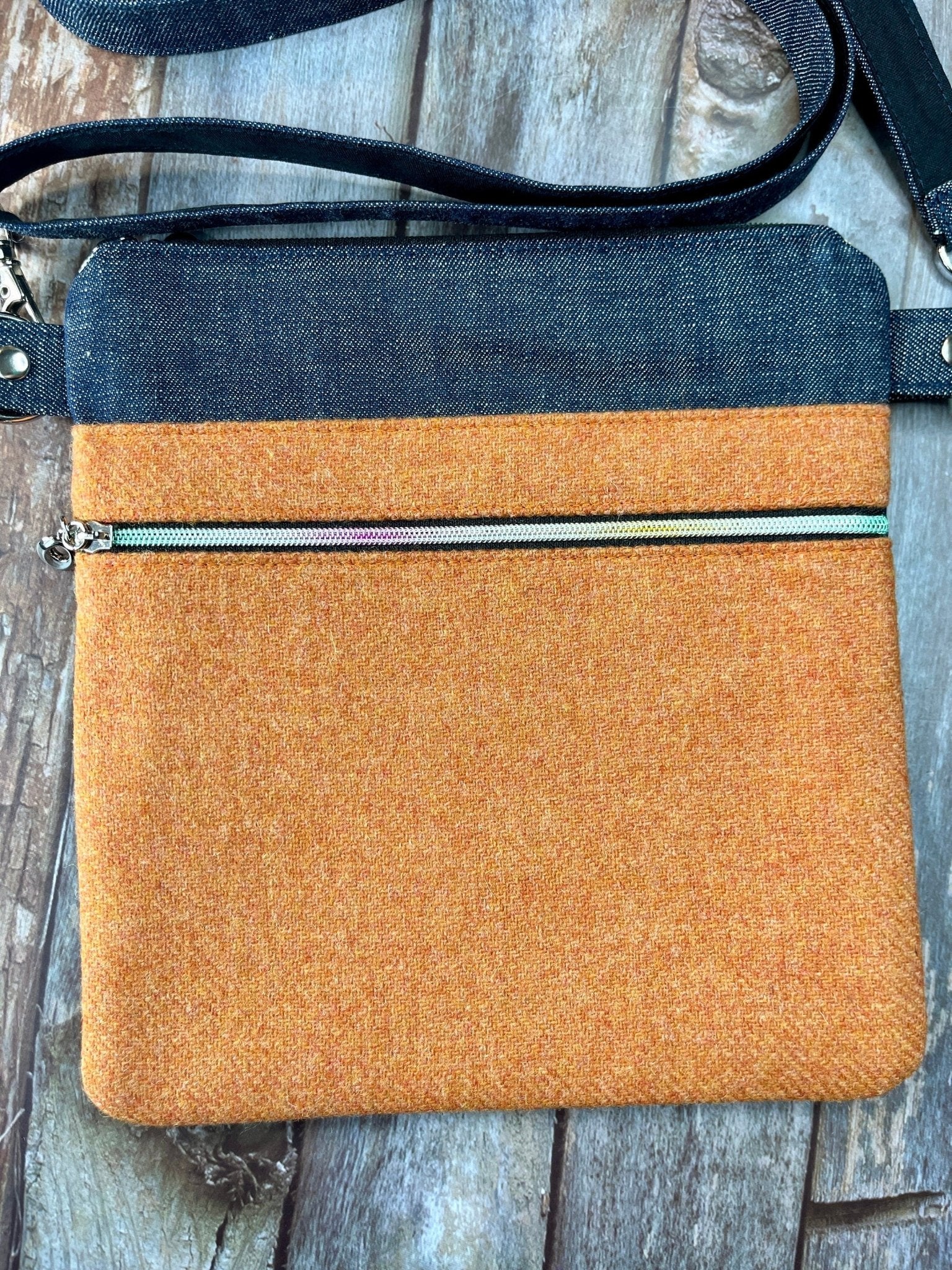 Orange Wool Tweed Crossbody Bag - Uphouse Crafts