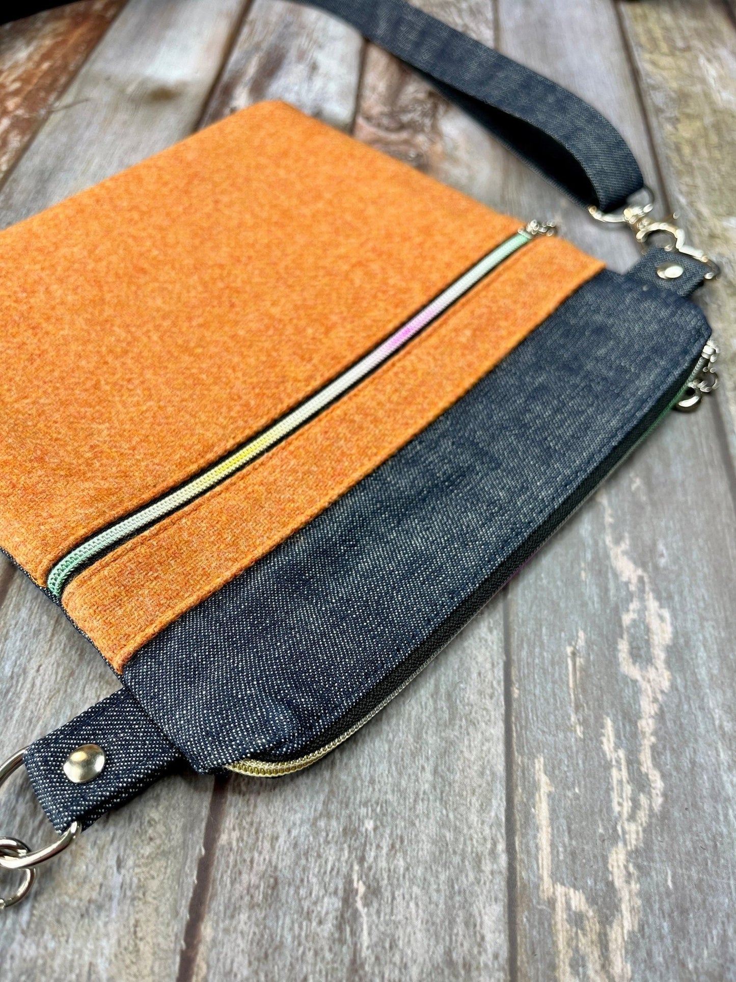 Orange Wool Tweed Crossbody Bag - Uphouse Crafts