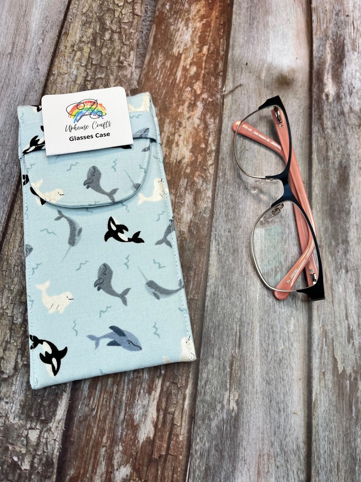 Orca Glasses Case, Fabric Glasses Case, Quilted Glasses Case, Soft Glasses Pouch, Padded Glasses Case, Ladies Glasses Case, Specs Case - Uphouse Crafts