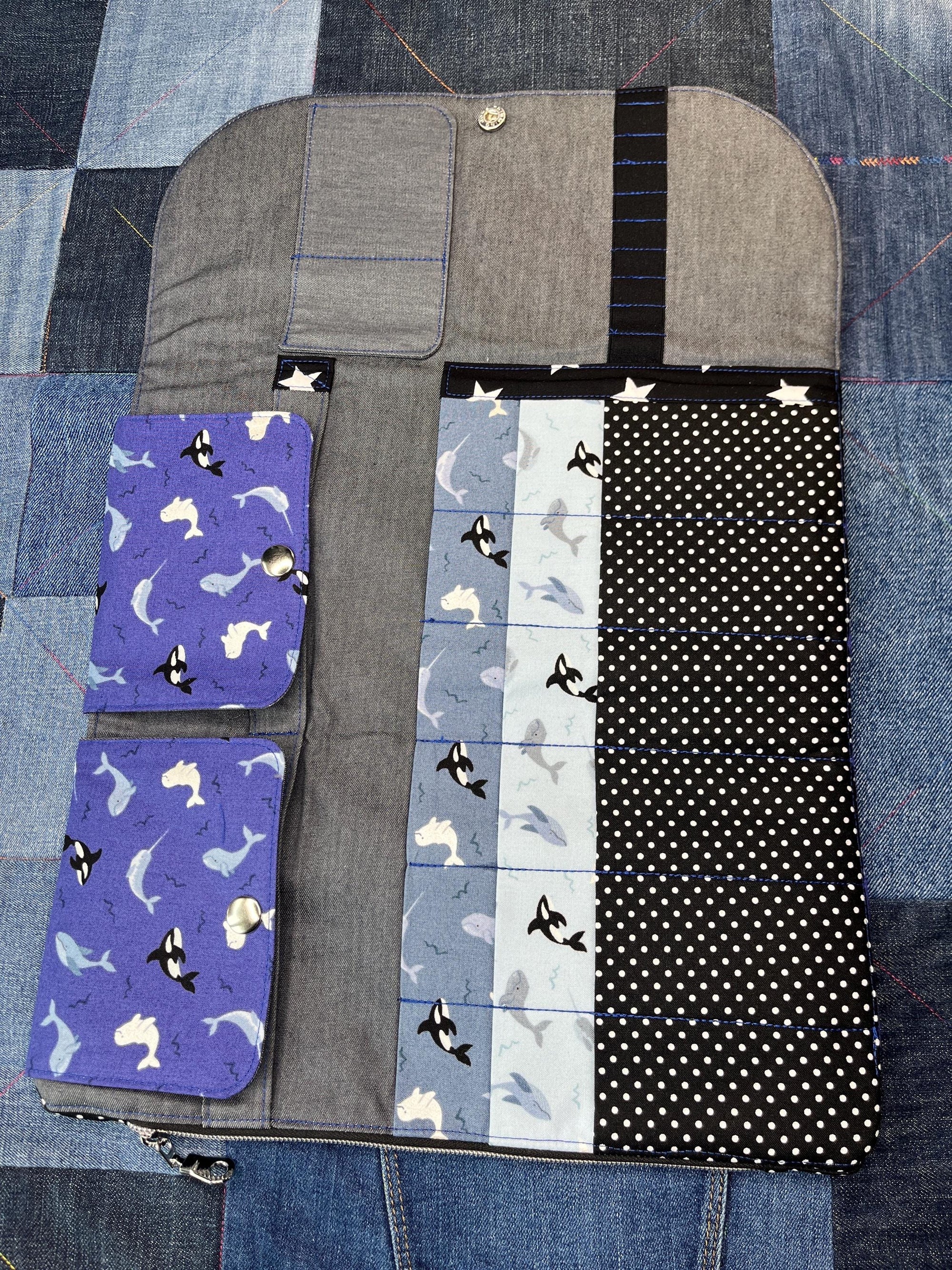 Orca Knitting Needle Case & Zip Pouch - Uphouse Crafts