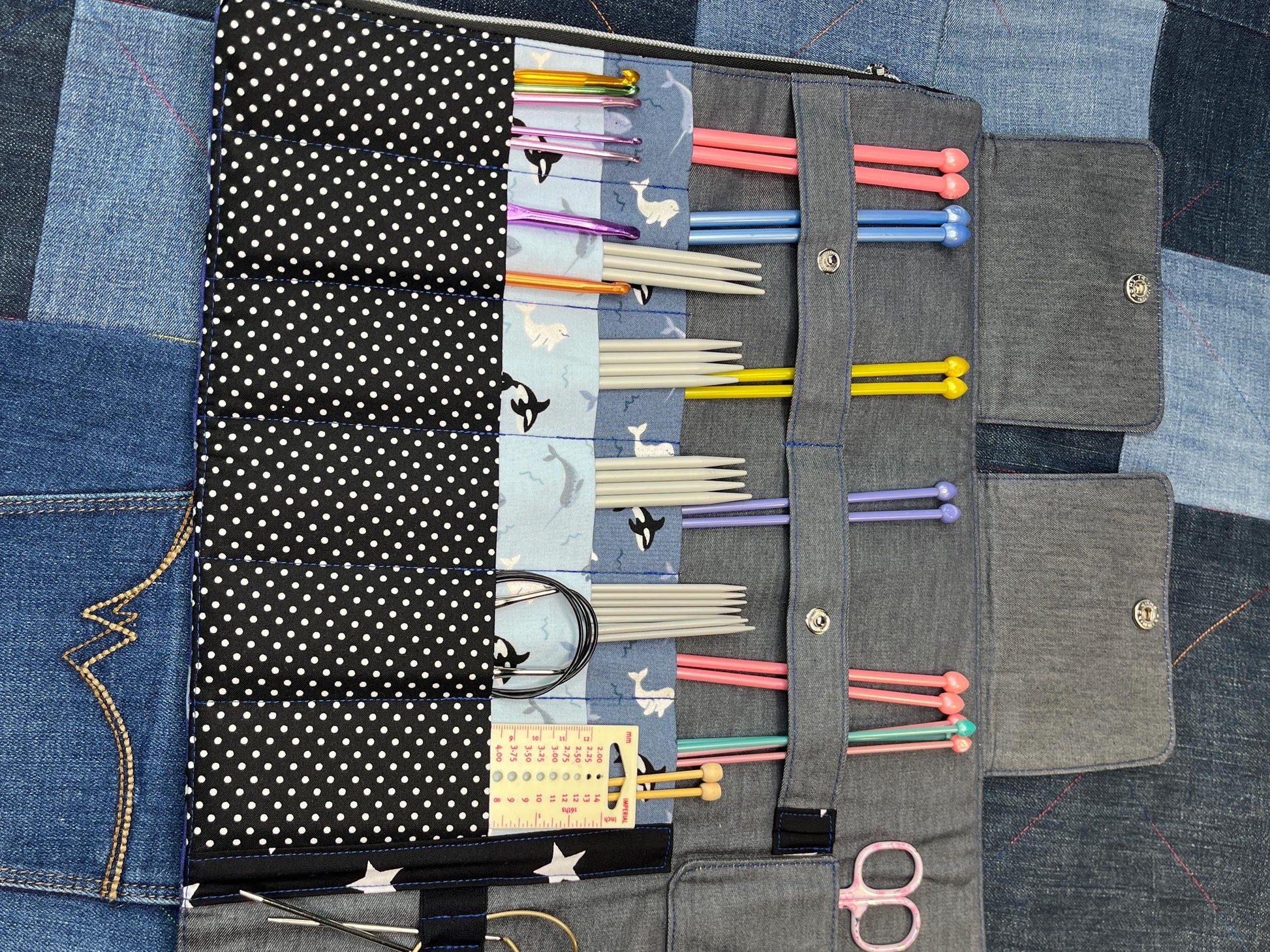 Orca Knitting Needle Case & Zip Pouch - Uphouse Crafts