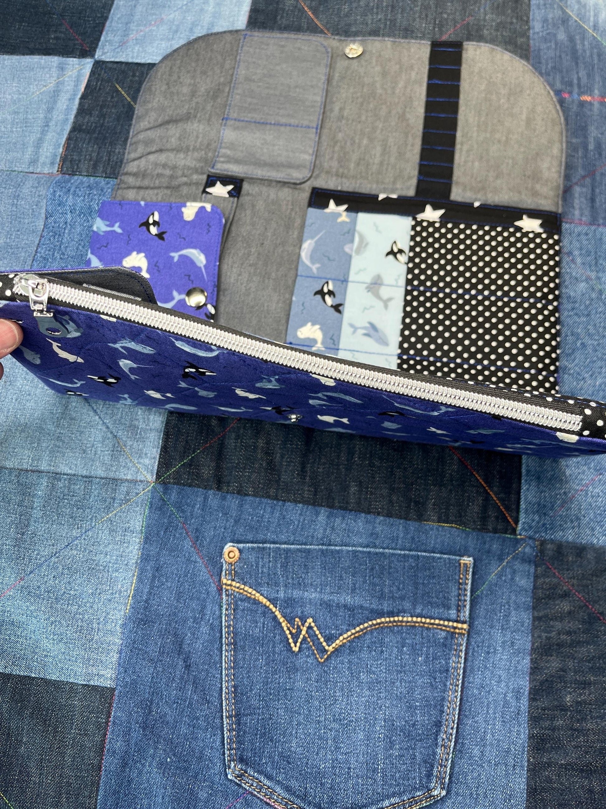 Orca Knitting Needle Case & Zip Pouch - Uphouse Crafts