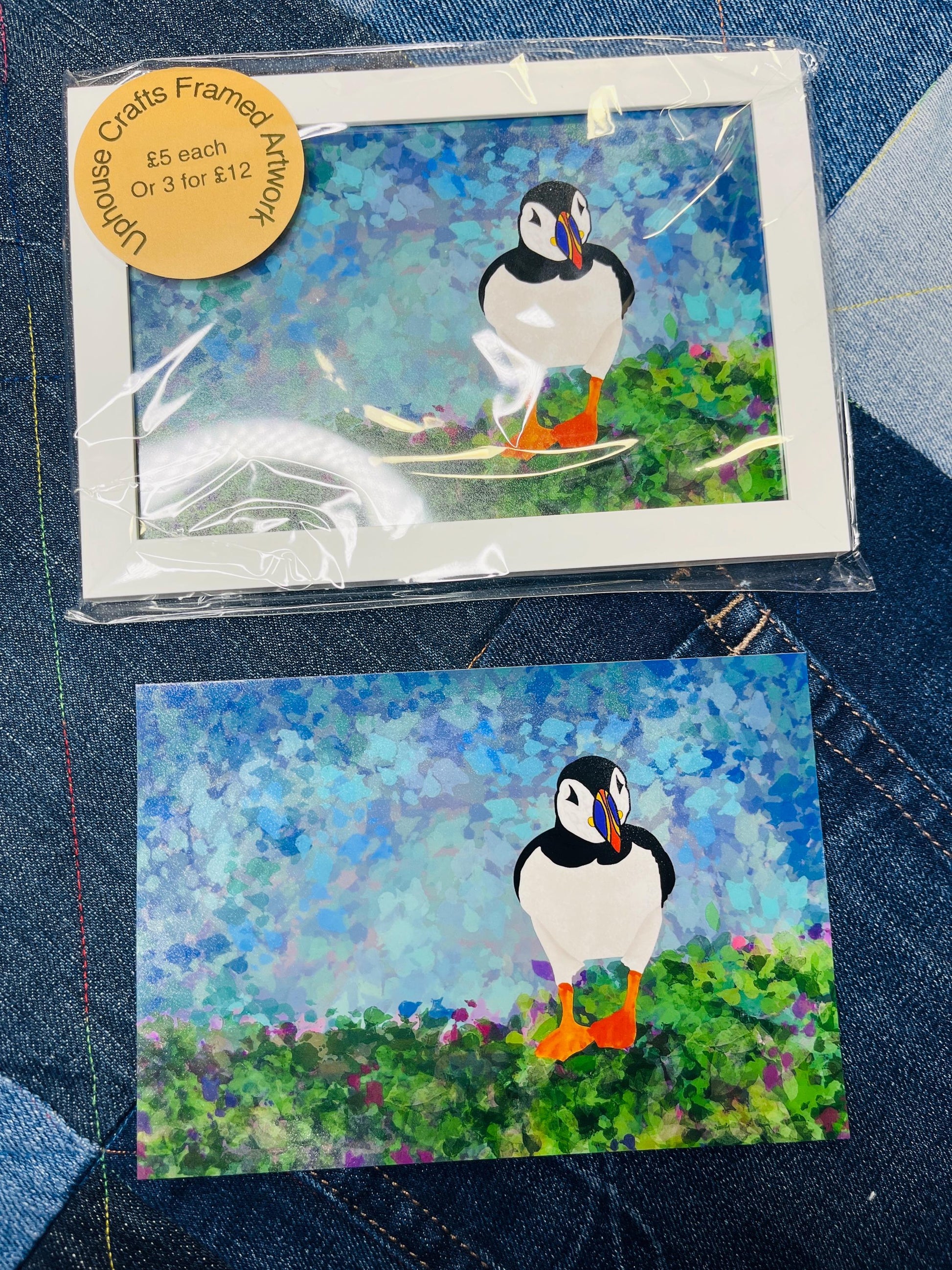 Original Puffin Digital Framed 4x6” Printed artwork