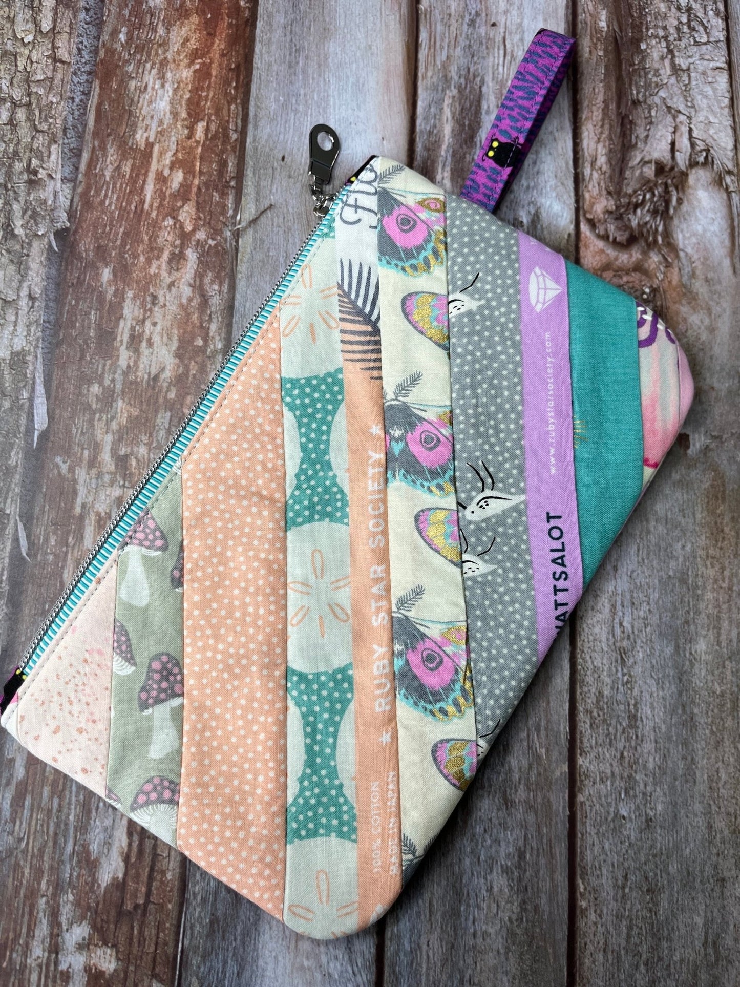 Pastel Butterfly Florida Patchwork Zip Pouch - Uphouse Crafts