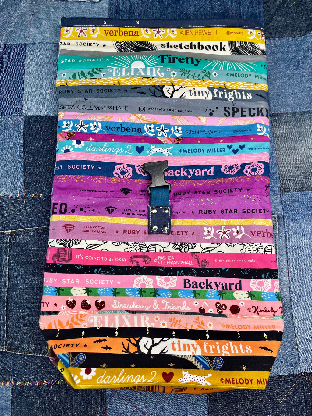 Patchwork Selvedge Roll Top Tote Bag - Uphouse Crafts
