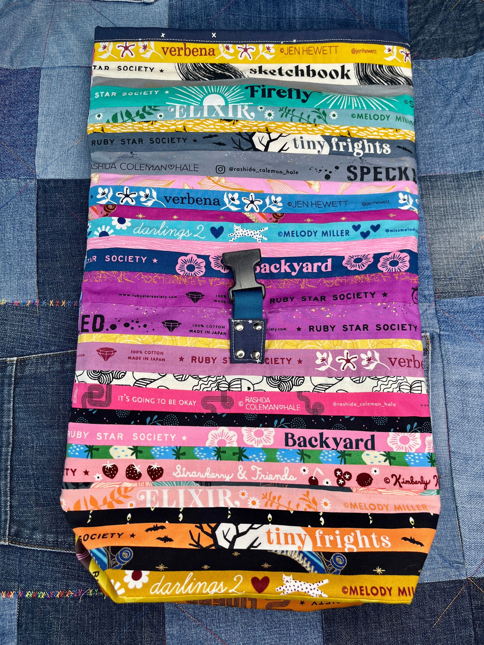 Patchwork Selvedge Roll Top Tote Bag - Uphouse Crafts
