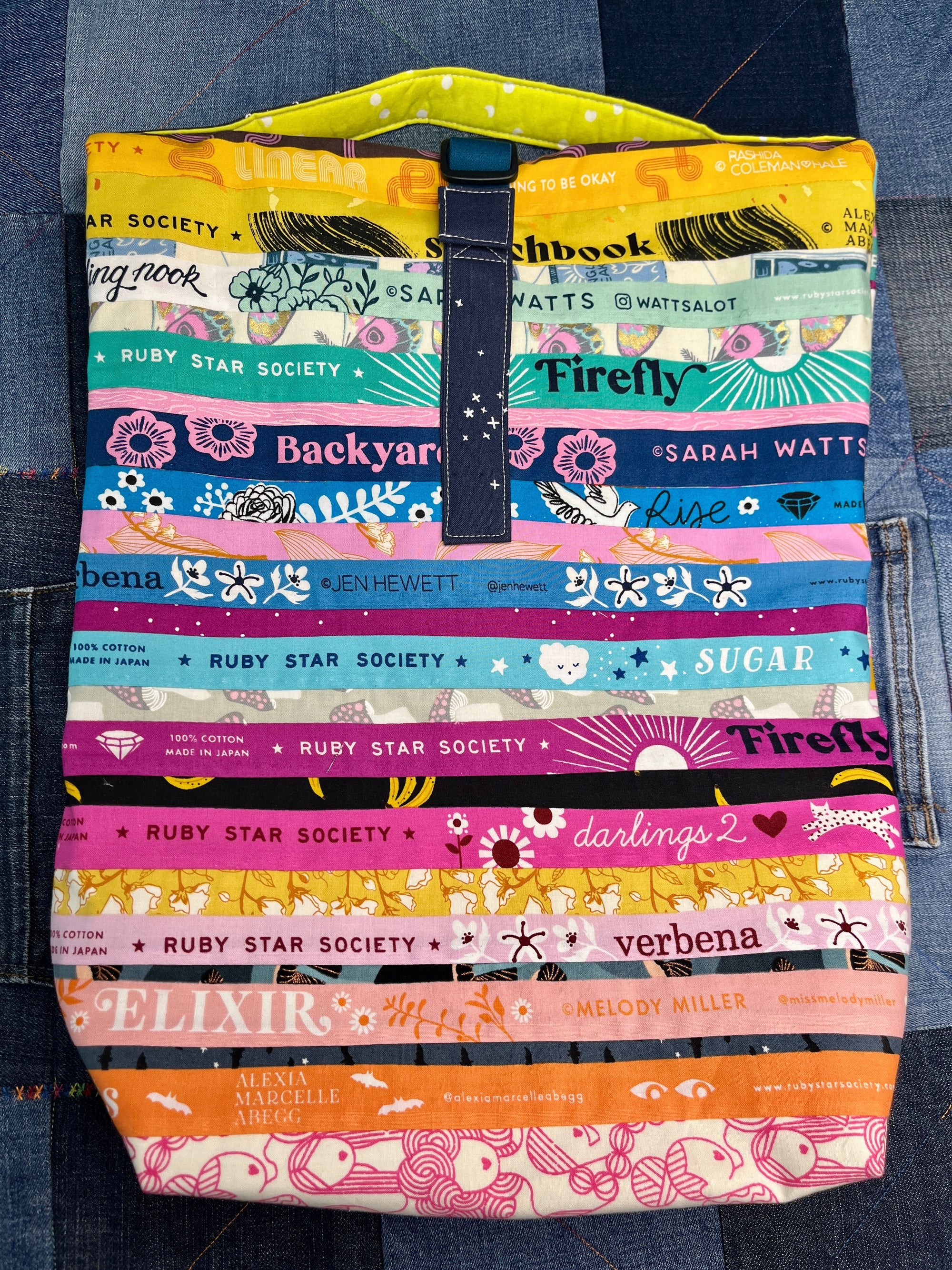 Patchwork Selvedge Roll Top Tote Bag 2 - Uphouse Crafts
