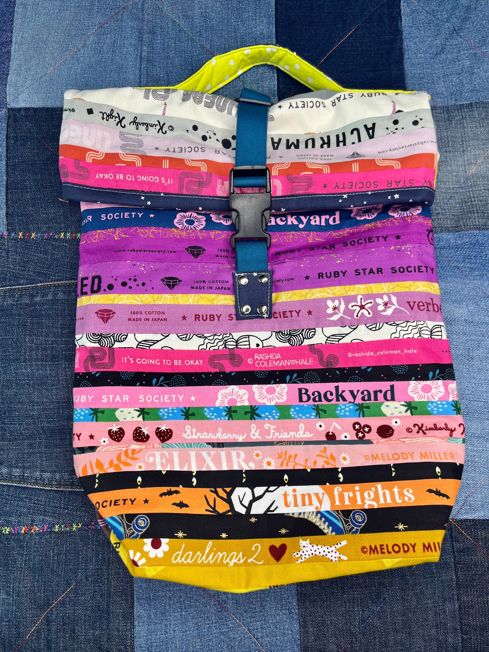 Patchwork Selvedge Roll Top Tote Bag - Uphouse Crafts