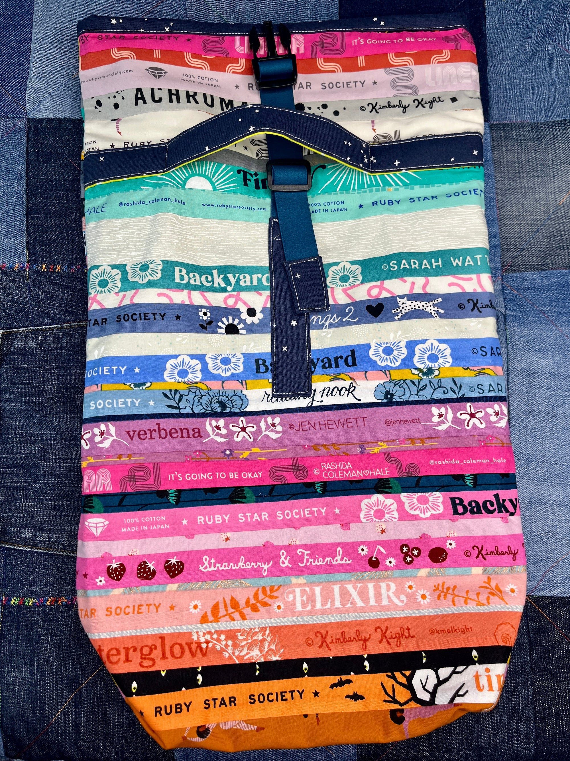 Patchwork Selvedge Roll Top Tote Bag - Uphouse Crafts
