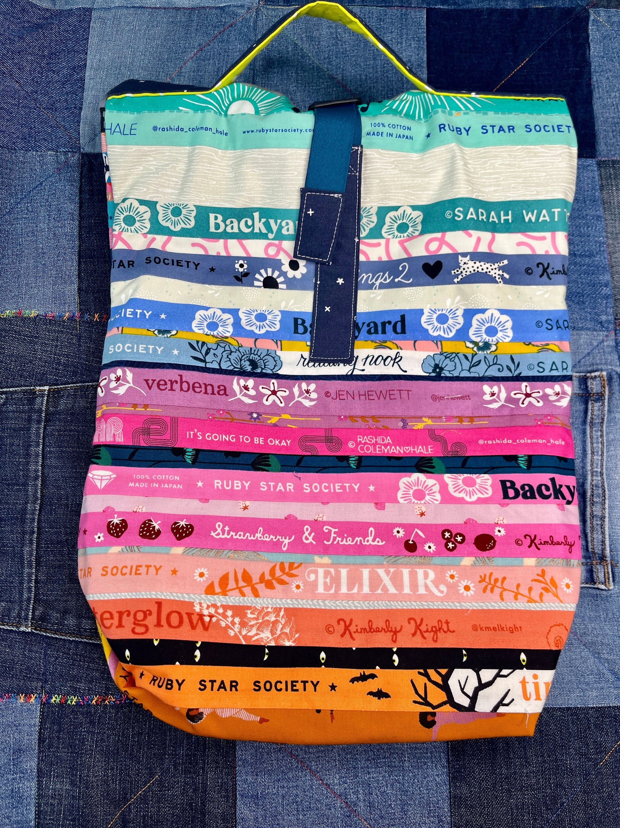 Patchwork Selvedge Roll Top Tote Bag - Uphouse Crafts