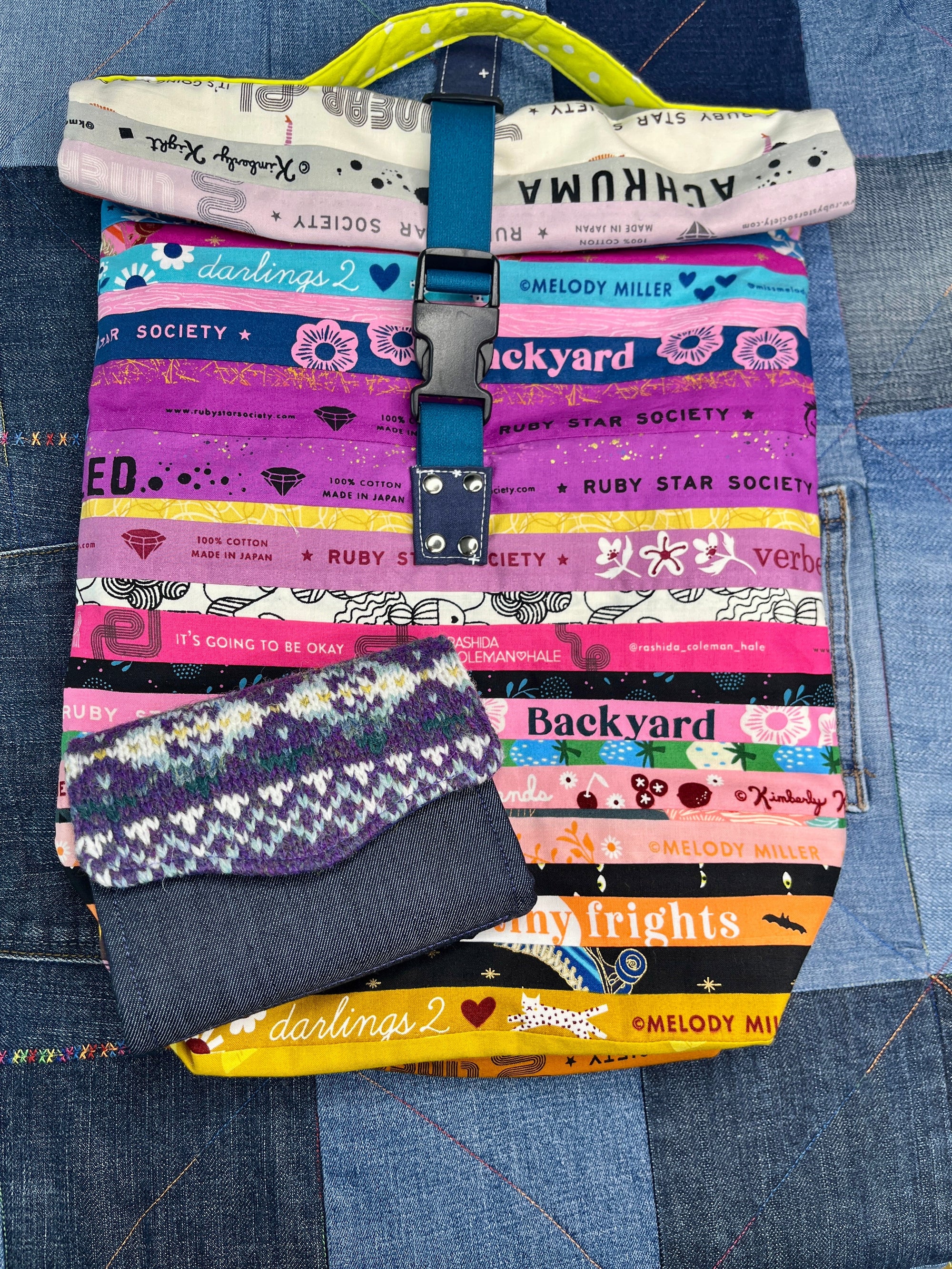 Patchwork Selvedge Roll Top Tote Bag - Uphouse Crafts