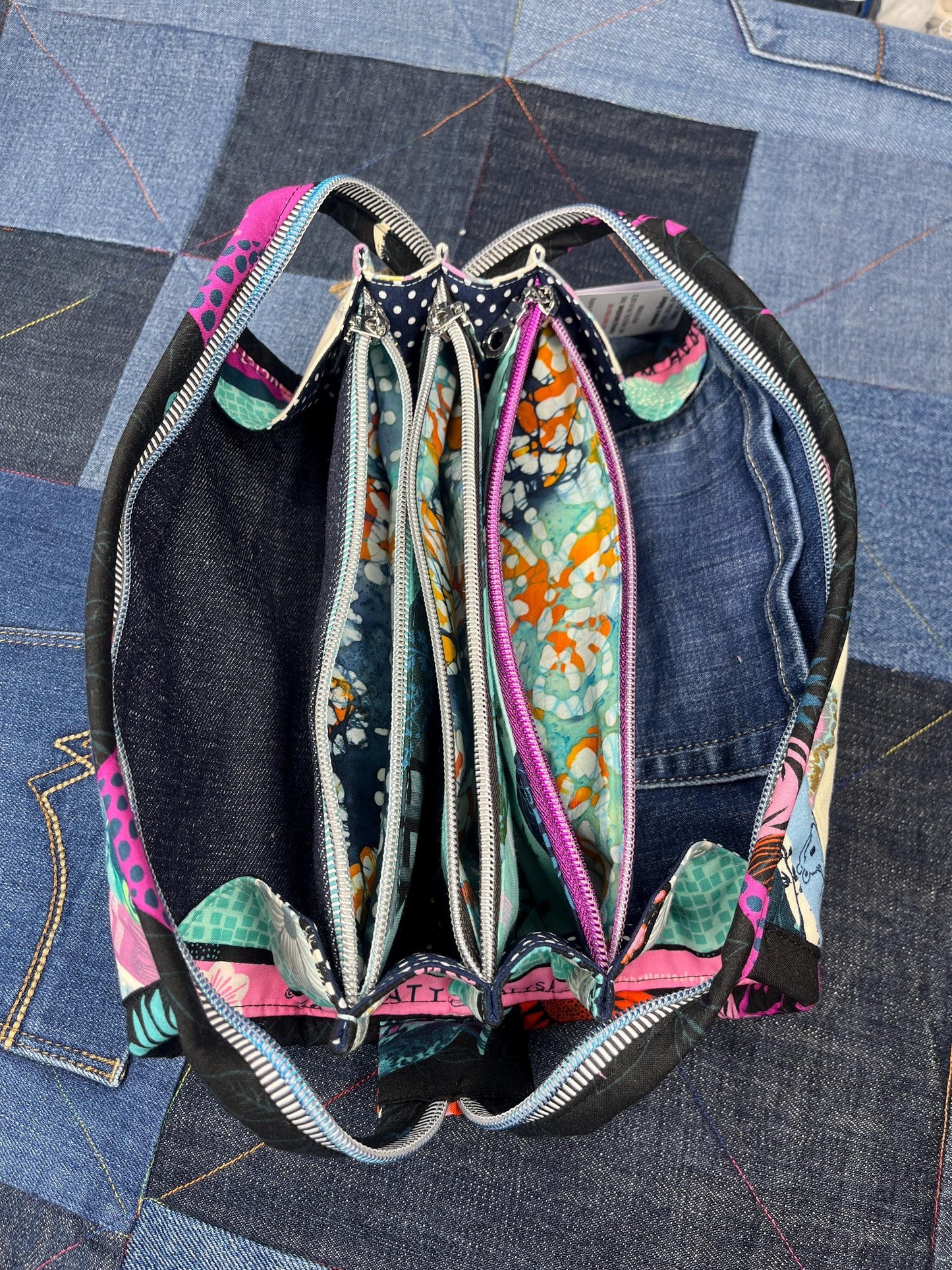 Pink Aqua Selvedge Sew Together Bag