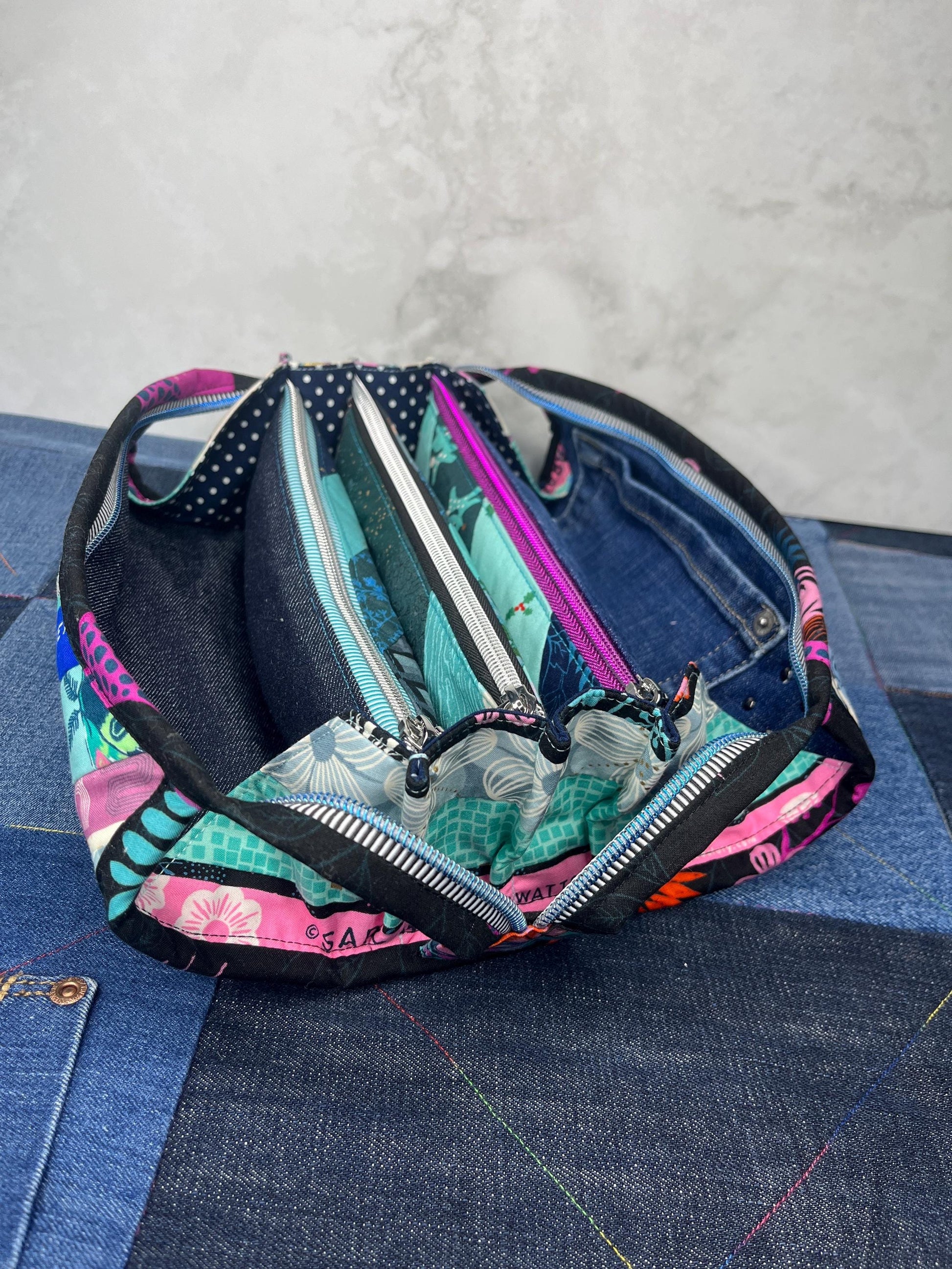 Pink Aqua Selvedge Sew Together Bag