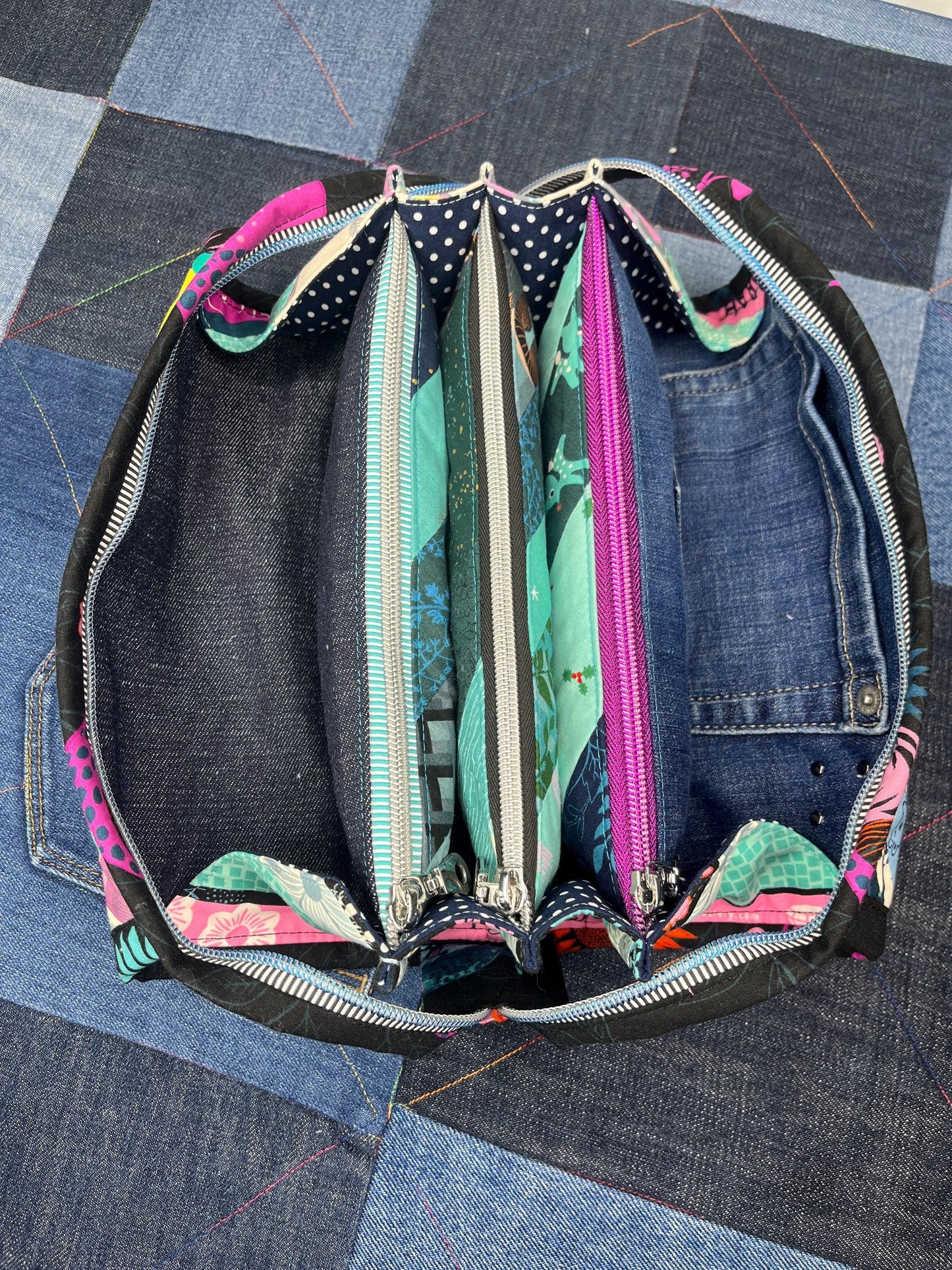 Pink Aqua Selvedge Sew Together Bag