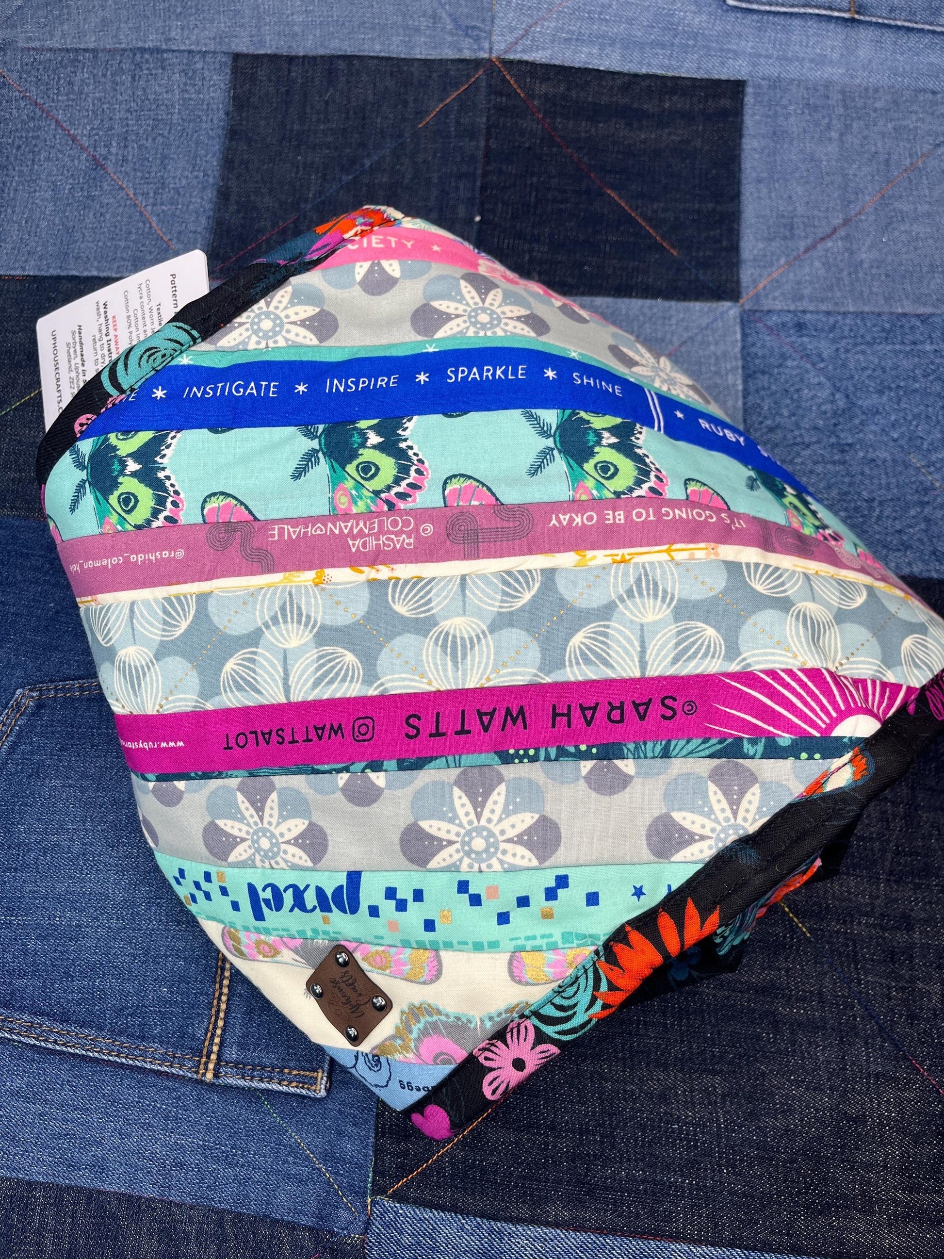 Pink Aqua Selvedge Sew Together Bag