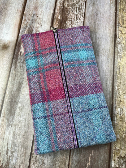 Pink Blue Shetland Tweed Notebook Pencil Case - Uphouse Crafts