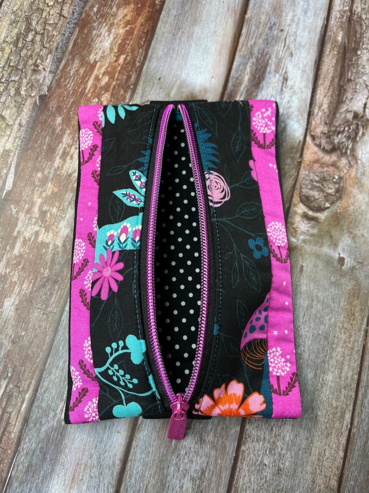 Notebook Pencil Case - Pink Dandelion Patchwork